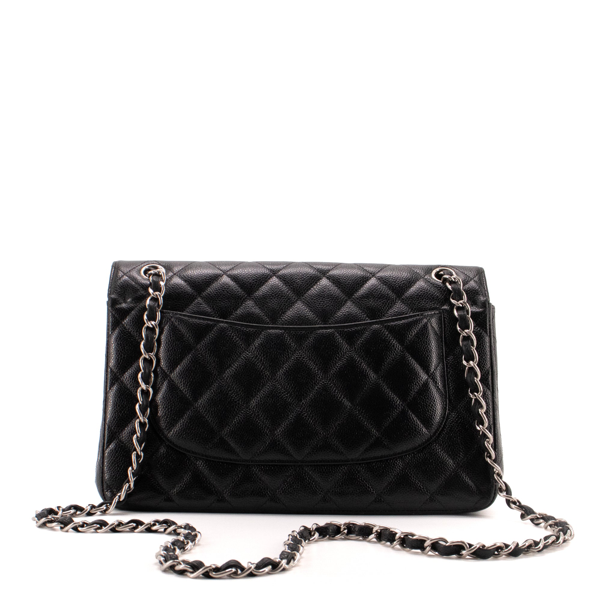 CHANEL - Sac à bandoulière Classique/Timeless Jumbo Chanel en cuir grainé noir
