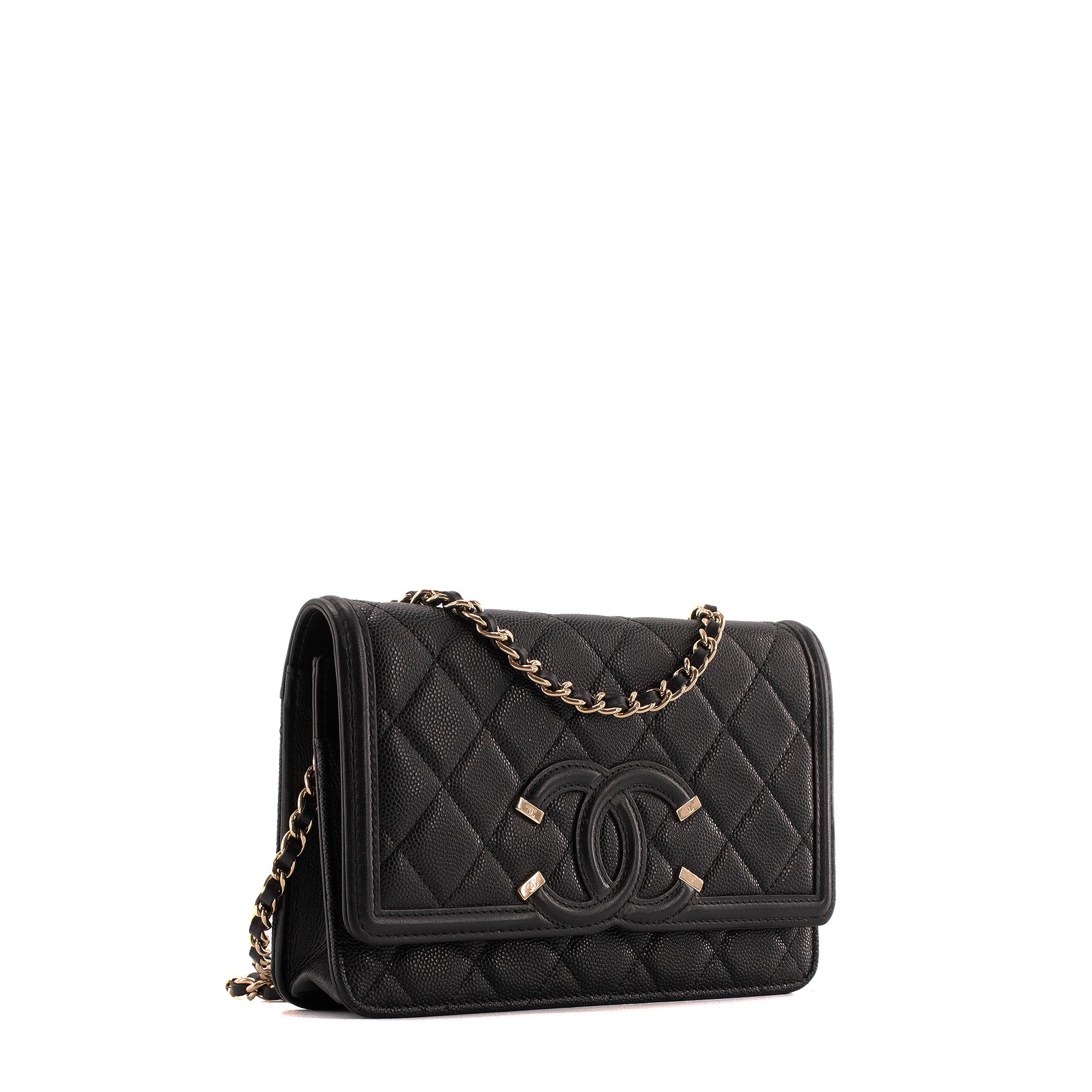 CHANEL - Sac à bandoulière Wallet On Chain Filigree Chanel en cuir caviar noir