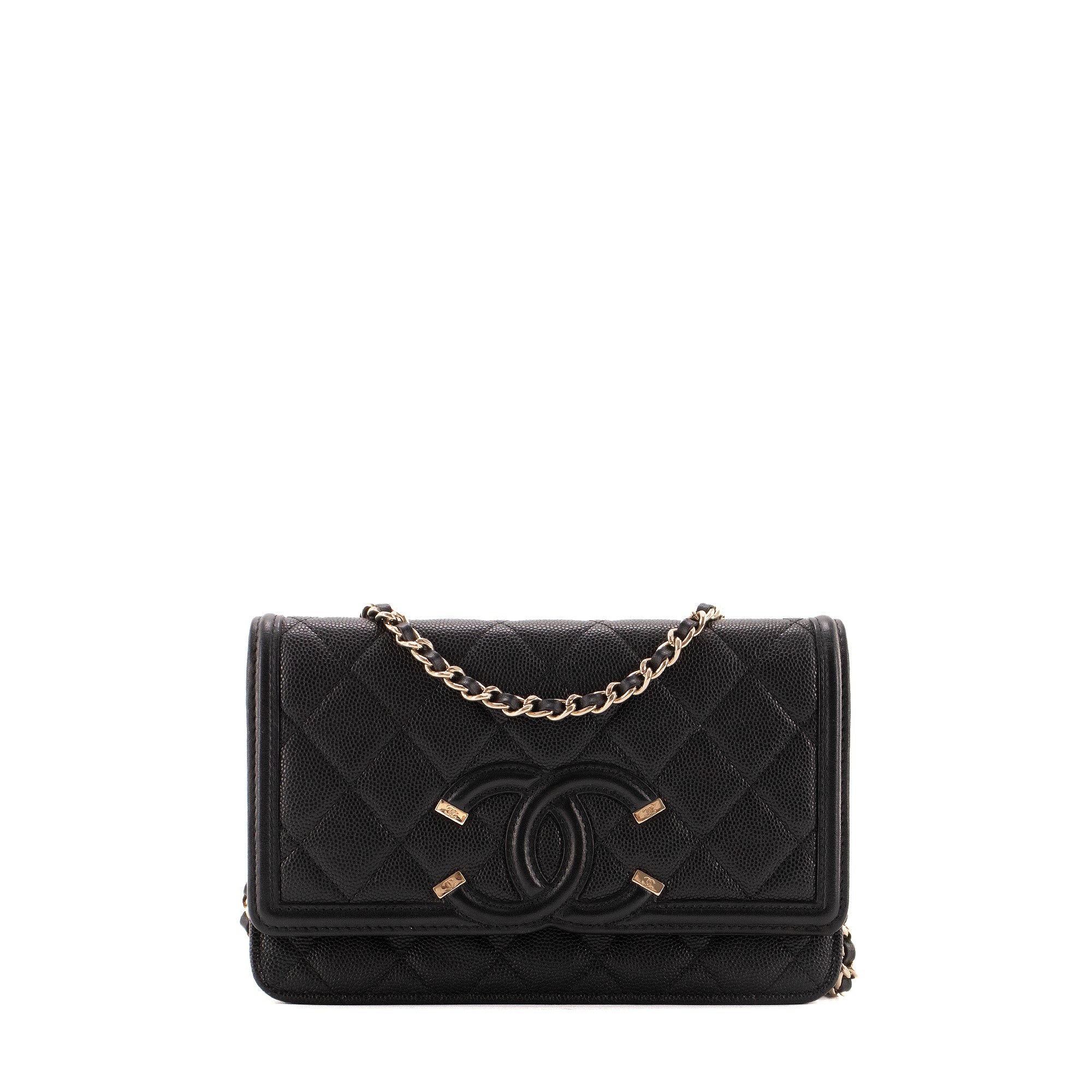 CHANEL - Sac à bandoulière Wallet On Chain Filigree Chanel en cuir caviar noir