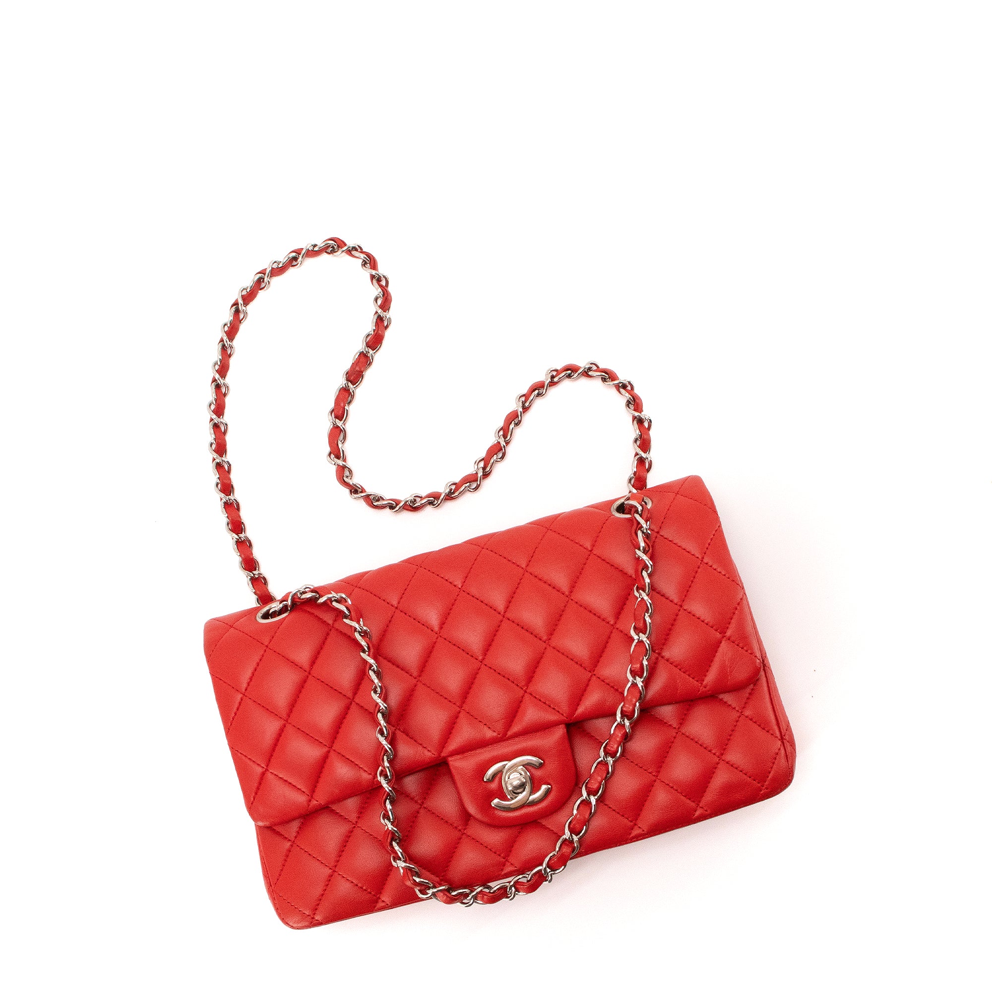 CHANEL - Sac à main Classique/Timeless 11.12 Chanel en cuir lisse rouge