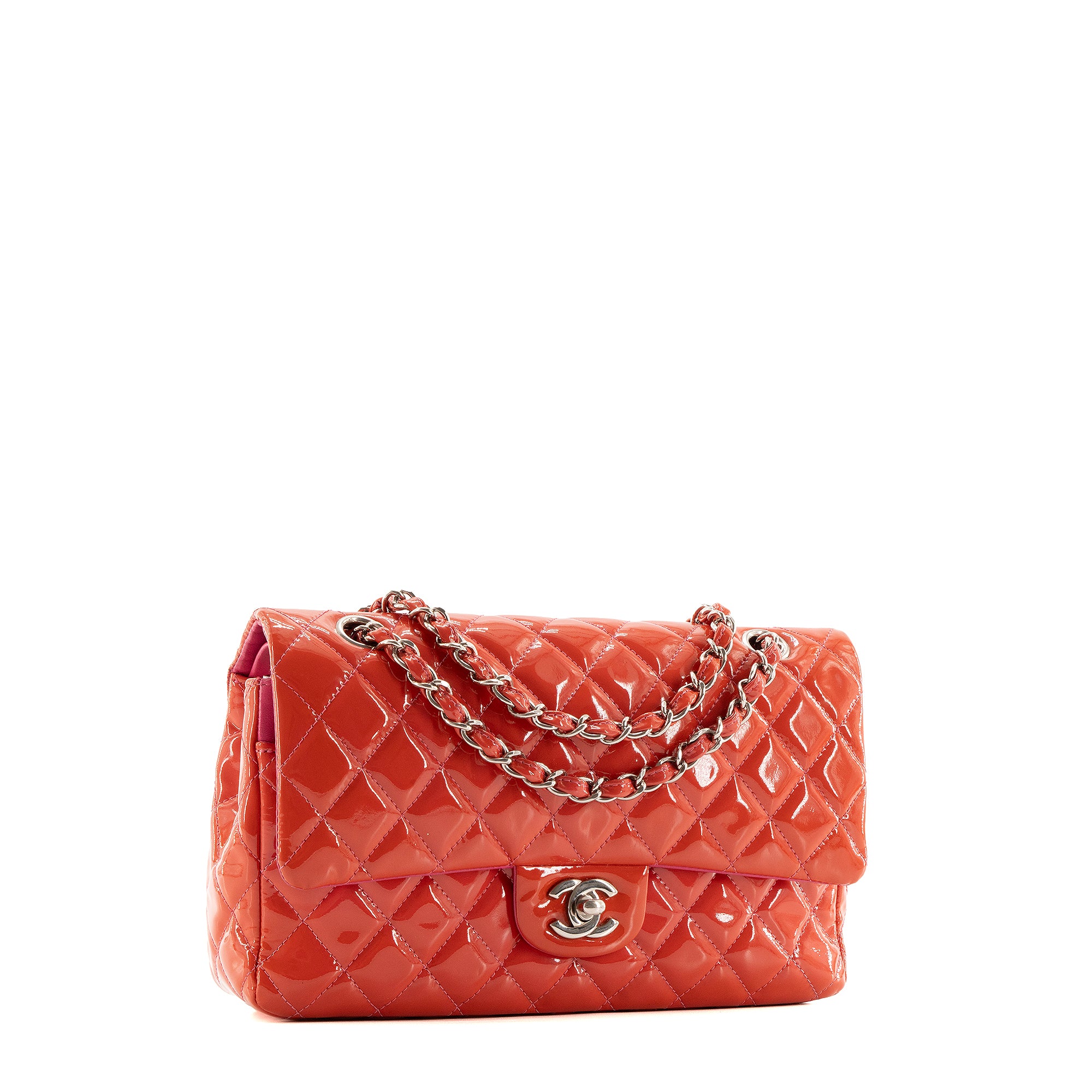 CHANEL - Sac à main Classique/Timeless 11.12 Chanel en cuir verni orange