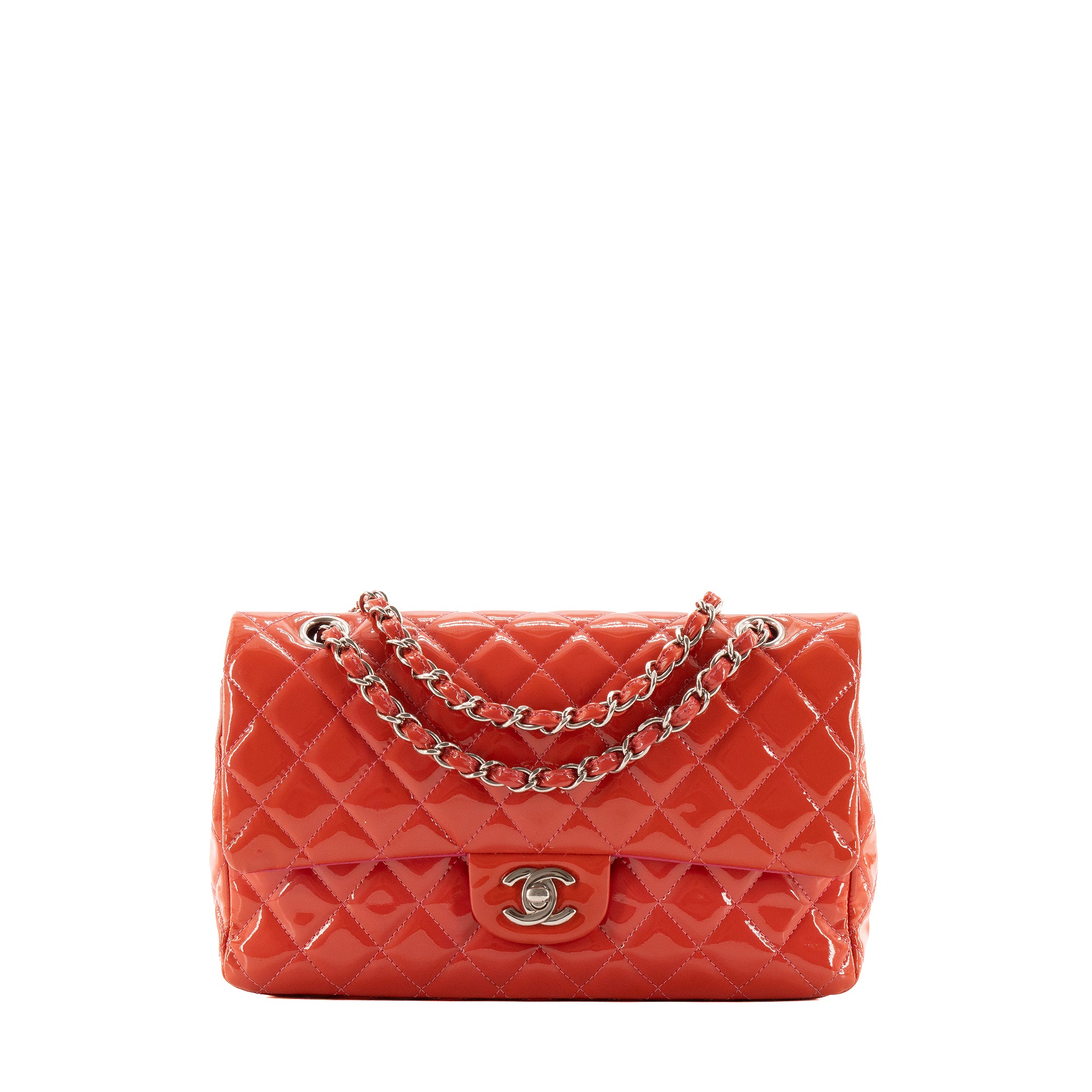 CHANEL - Sac à main Classique/Timeless 11.12 Chanel en cuir verni orange