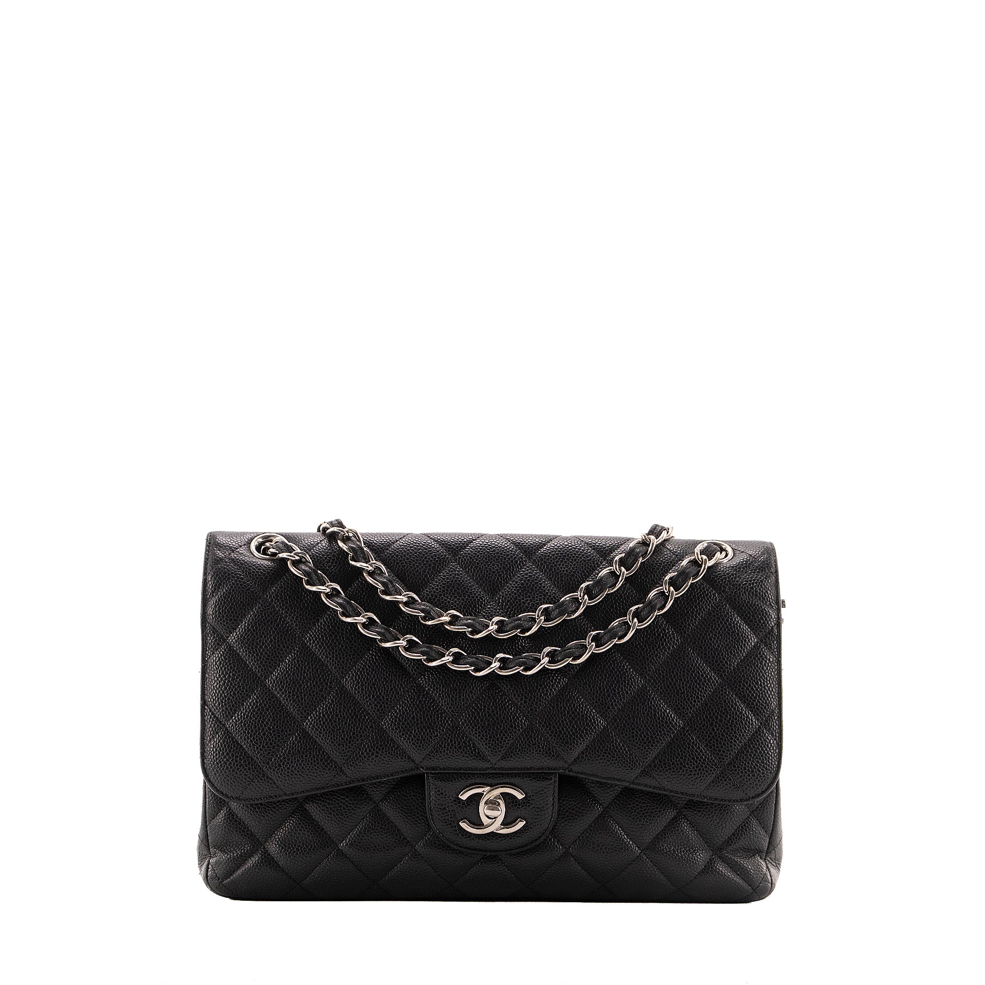 CHANEL - Sac à main Classique/Timeless Jumbo Chanel en cuir caviar noir