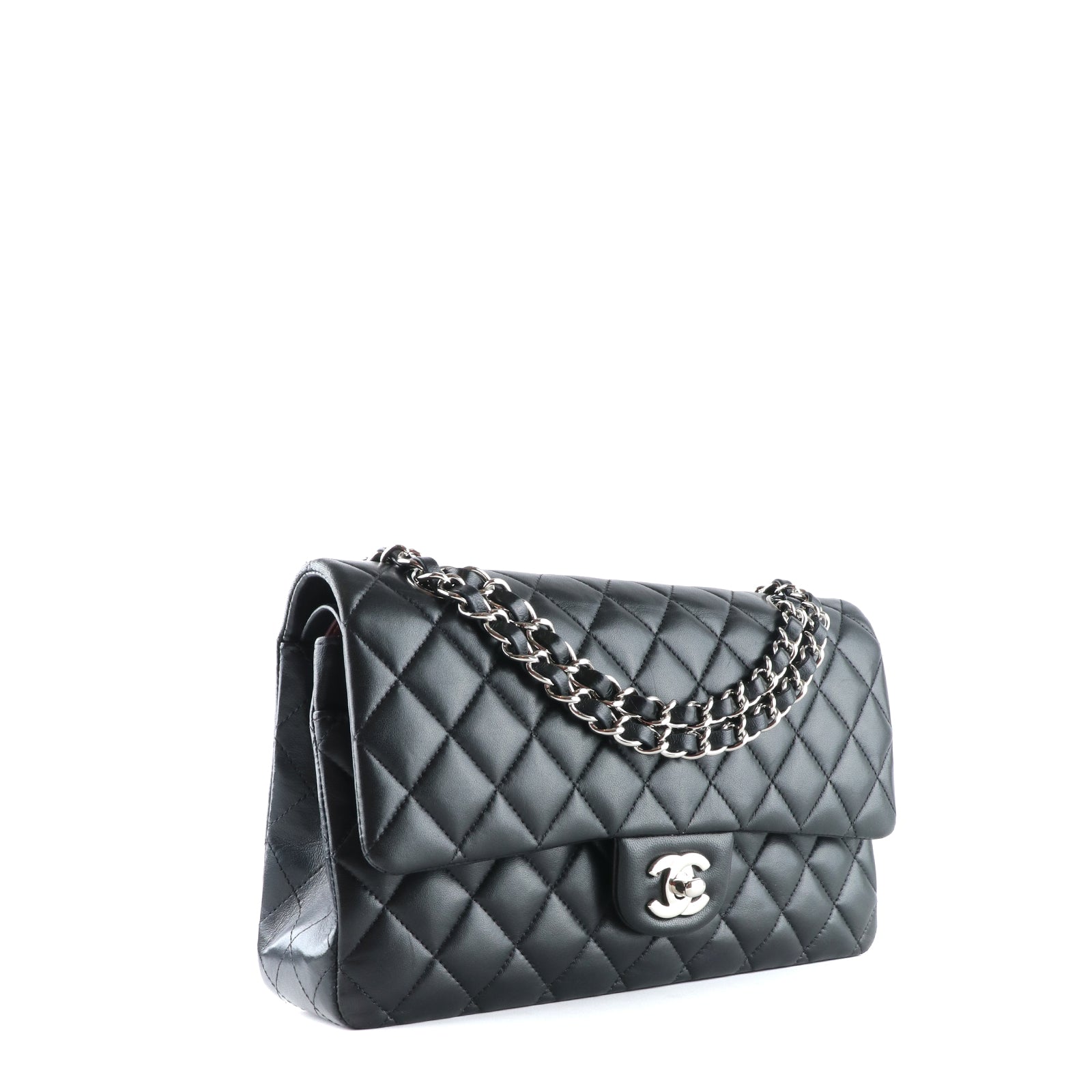 CHANEL - Sac à main Timeless 25 double flap en cuir matelassé noir