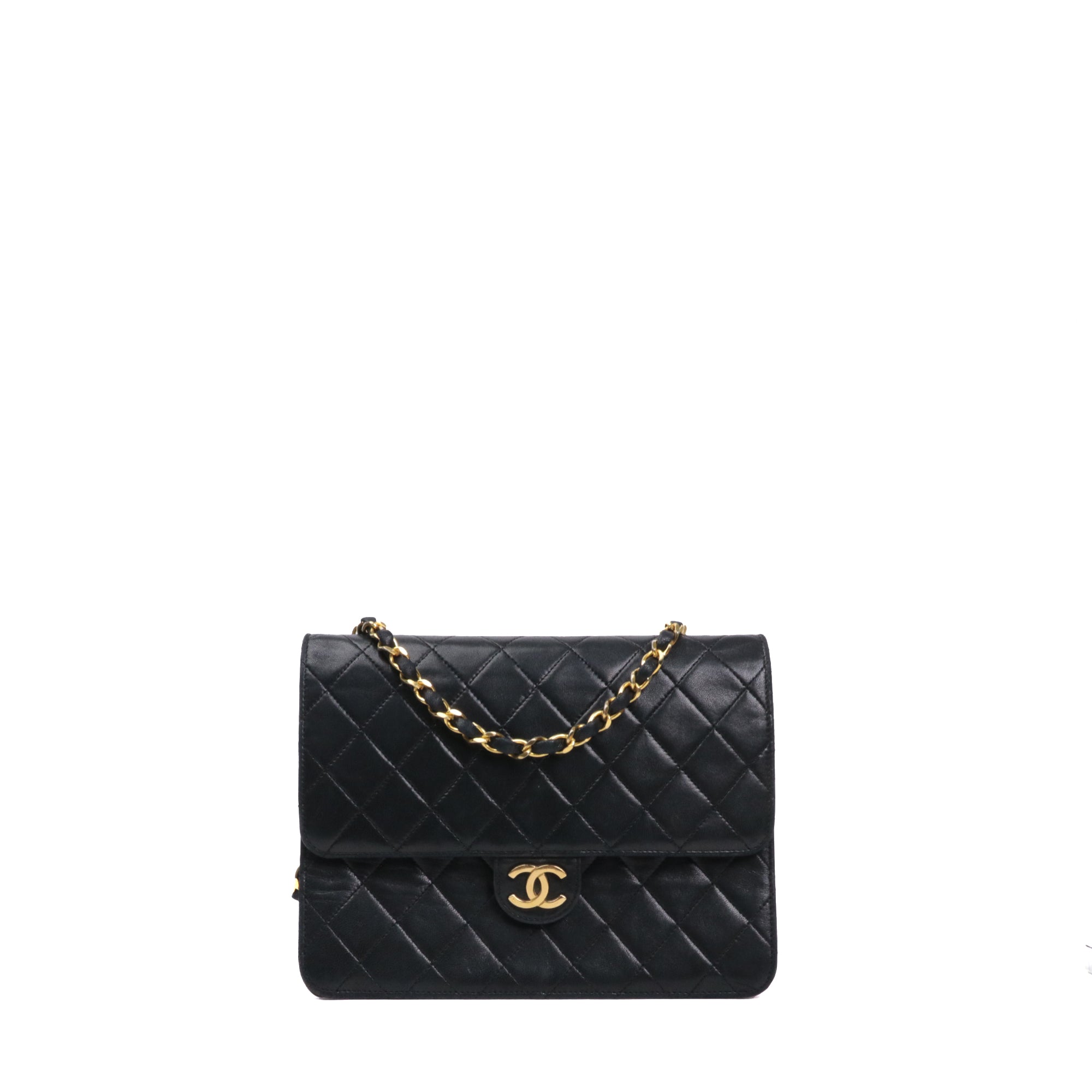 CHANEL - Chanel Timeless Mini Square shoulder bag in vintage black leather