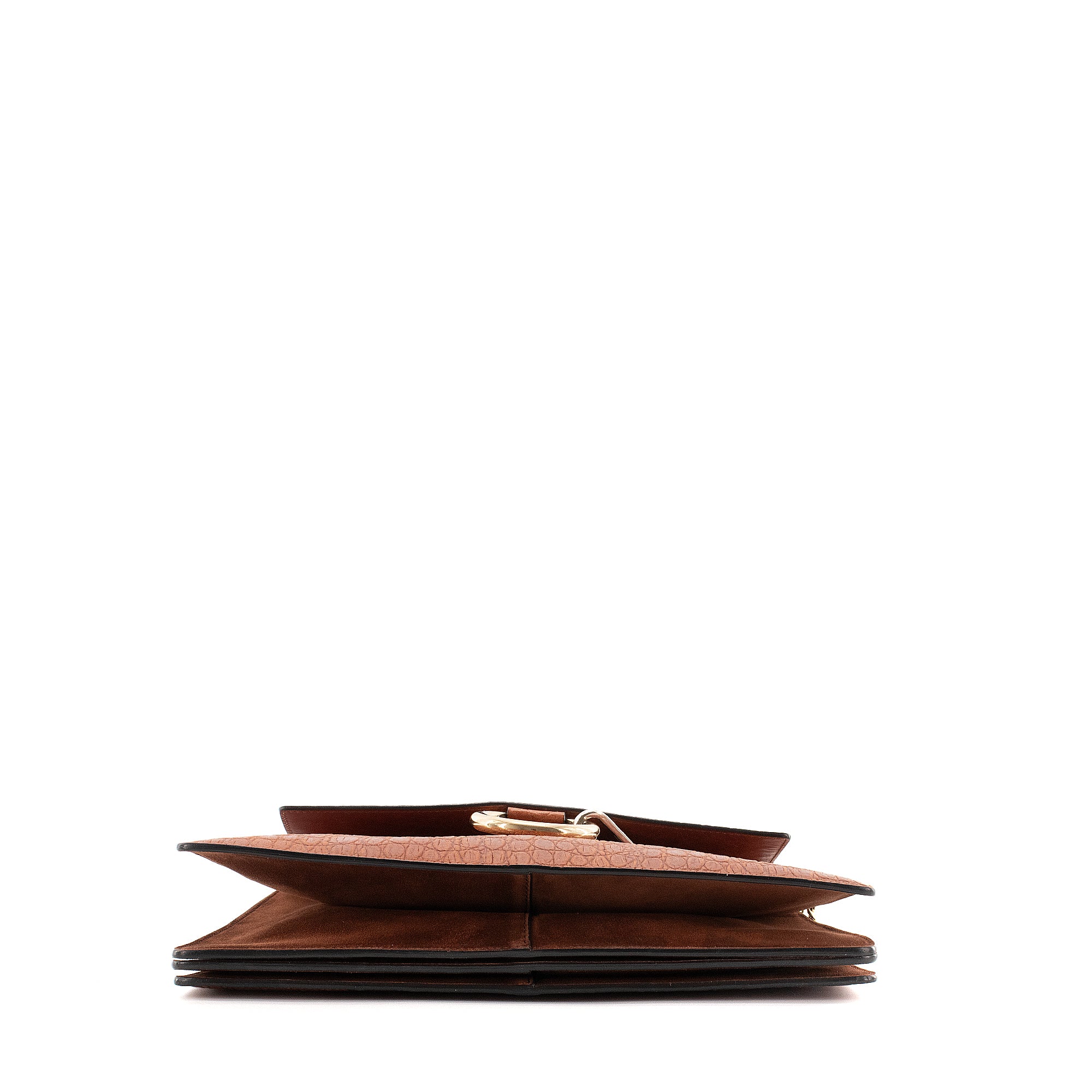 CHLOÉ - Chloé Faye shoulder bag in brown croc-embossed leather