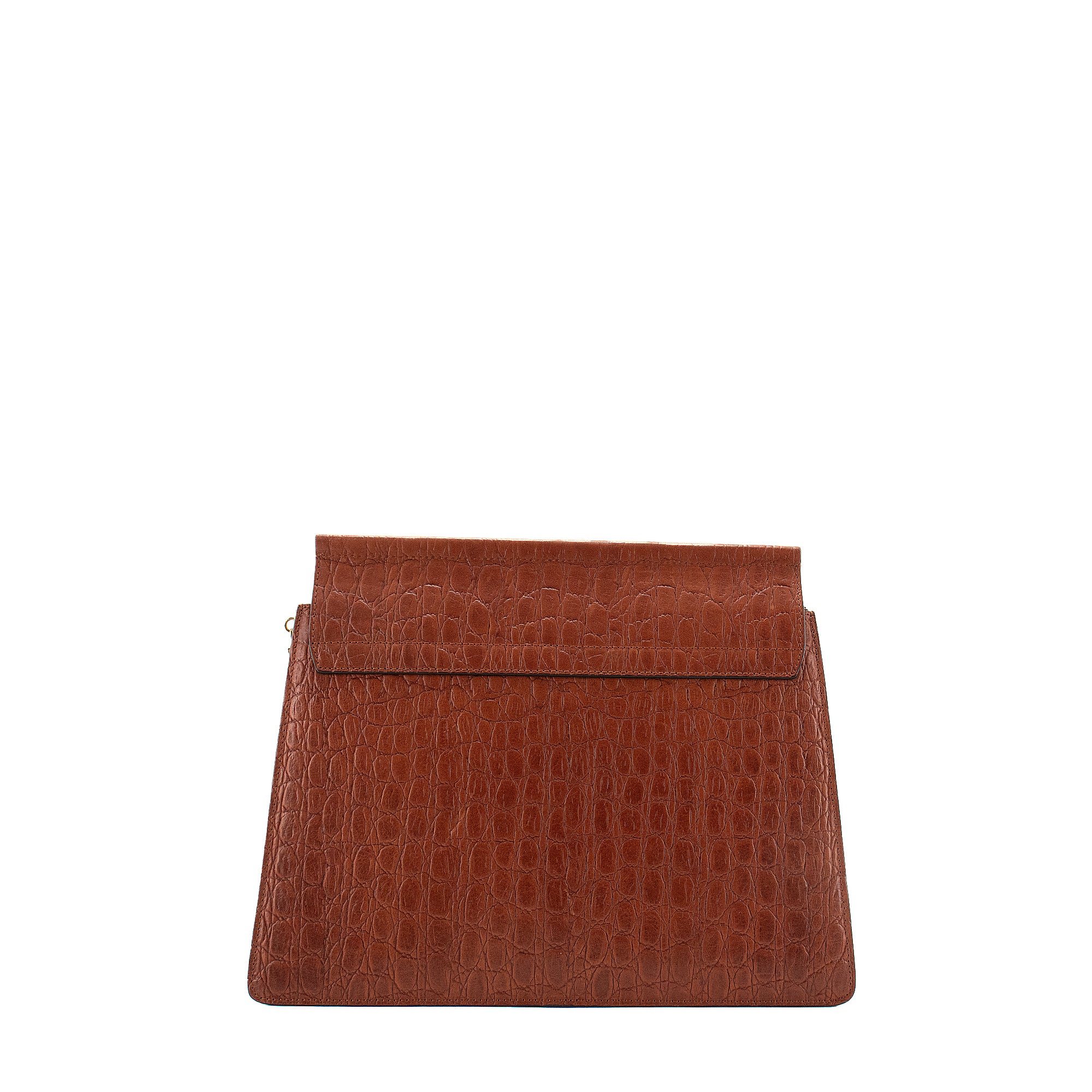 CHLOÉ - Chloé Faye shoulder bag in brown croc-embossed leather