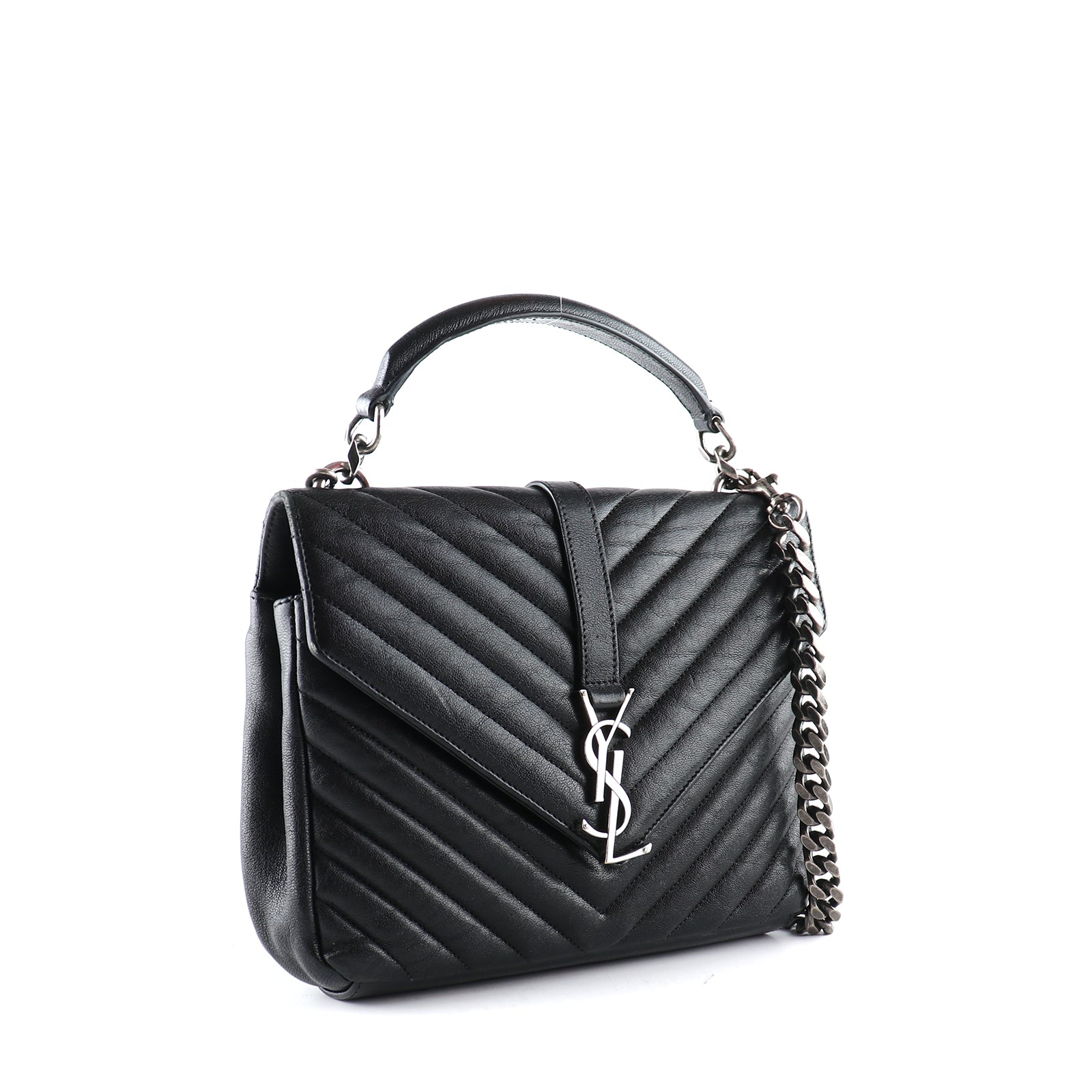 SAINT LAURENT - Sac à bandoulière Collège Medium en cuir noir