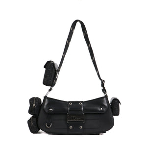DIOR - Sac porté épaule Columbus Dior en toile et cuir noirs