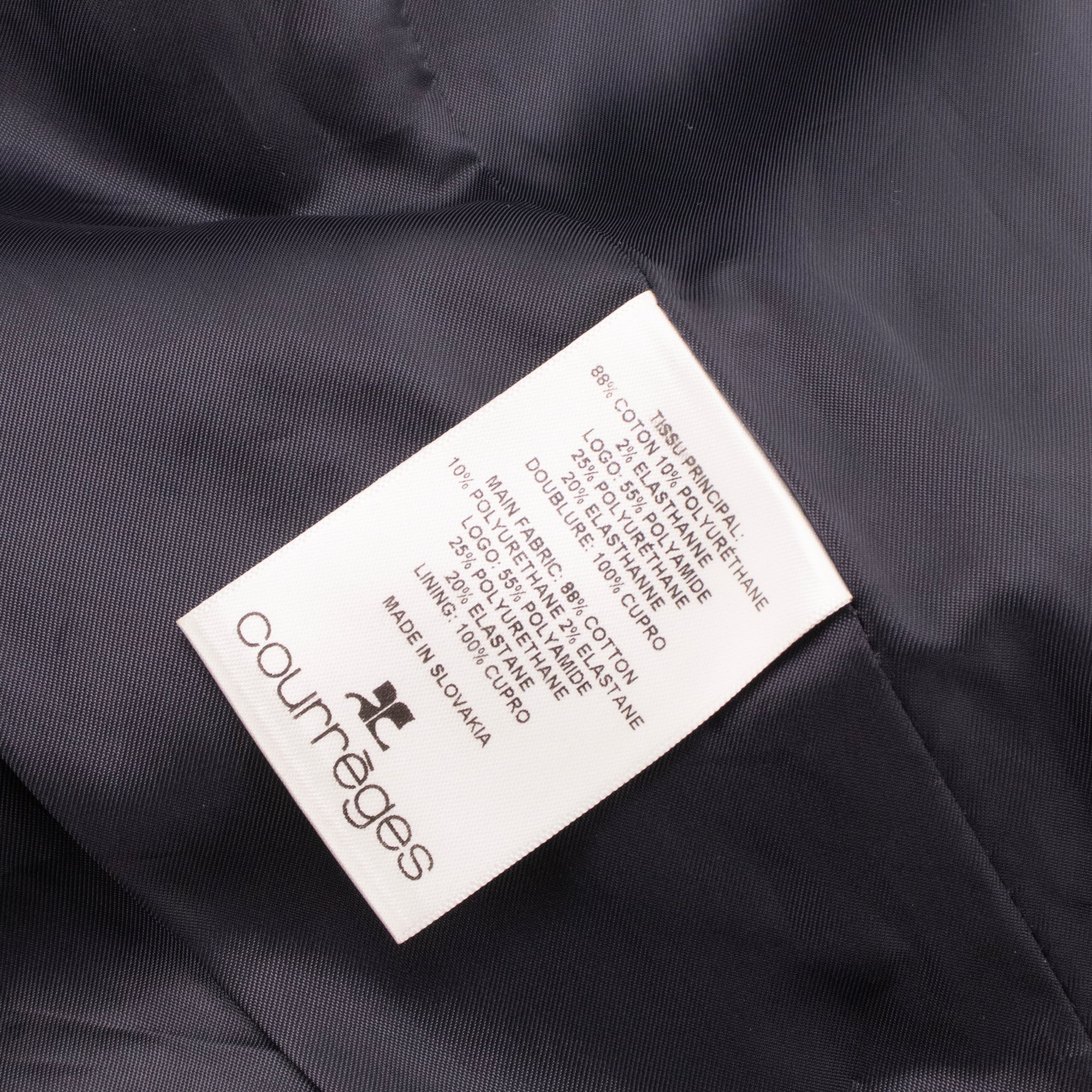 COURRÈGES - Veste Réédition Courrèges en vinyle bleu marine (T50)