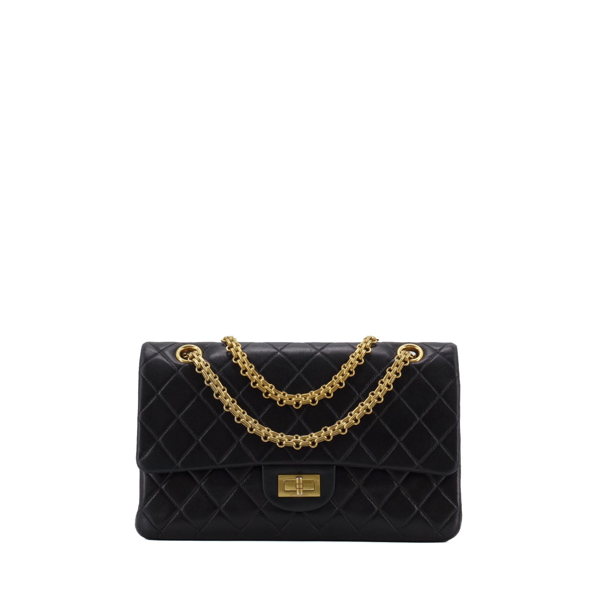 CHANEL - Sac à bandoulière 2.55 Chanel en cuir matelassé noir vintage
