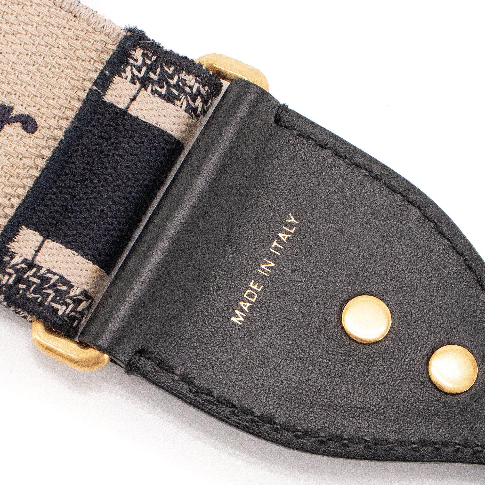 DIOR - Bandoulière ajustable avec anneau Dior en coton bleu marine