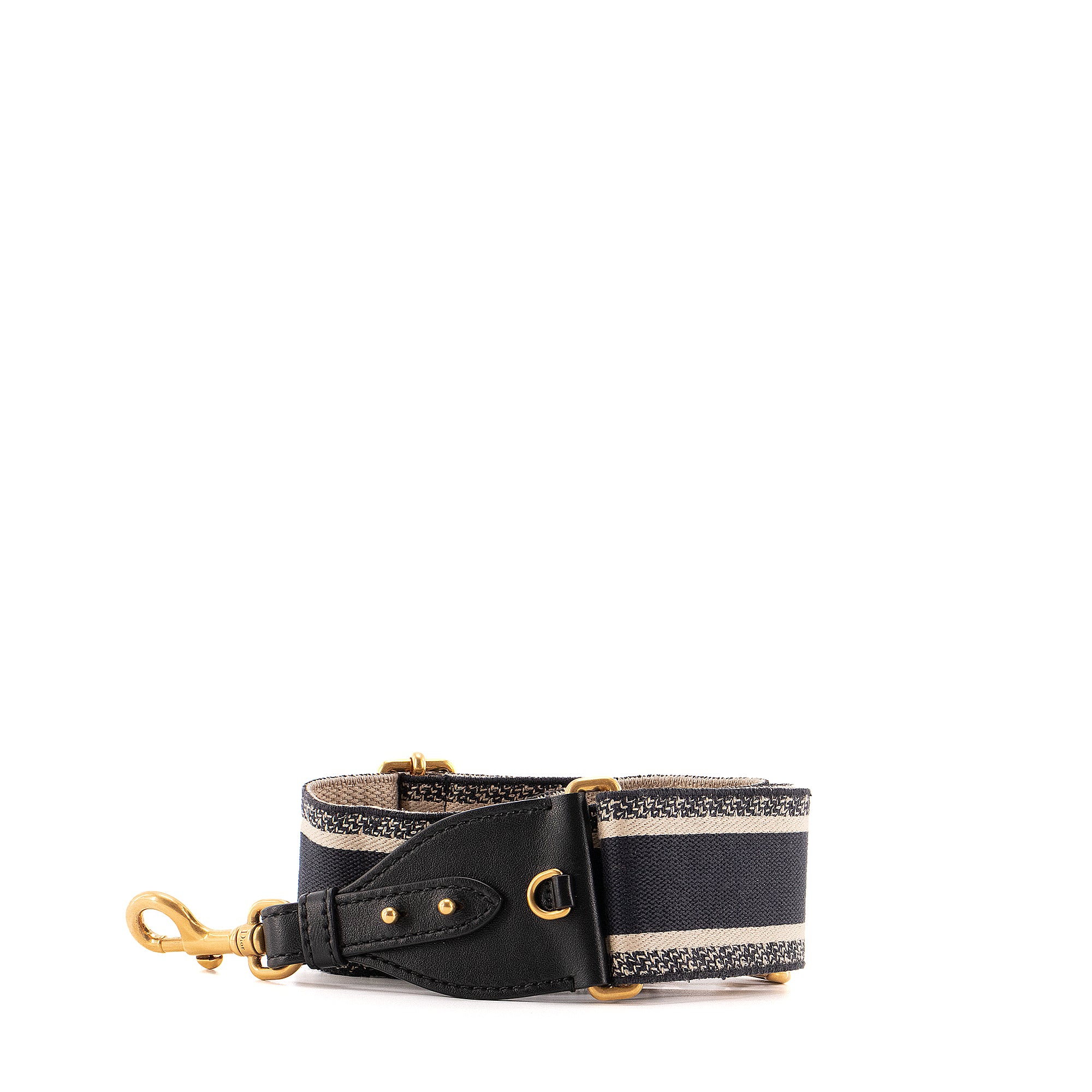 DIOR - Bandoulière ajustable avec anneau Dior en coton bleu marine