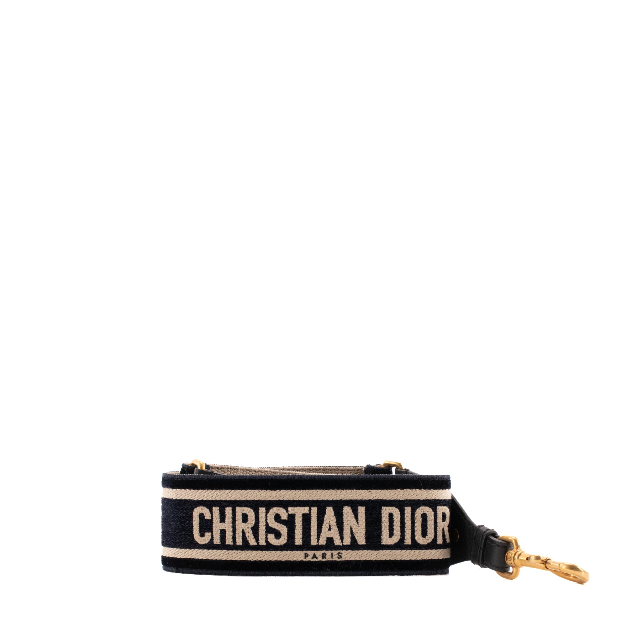 DIOR - Bandoulière avec anneau Dior en velours bleu marine