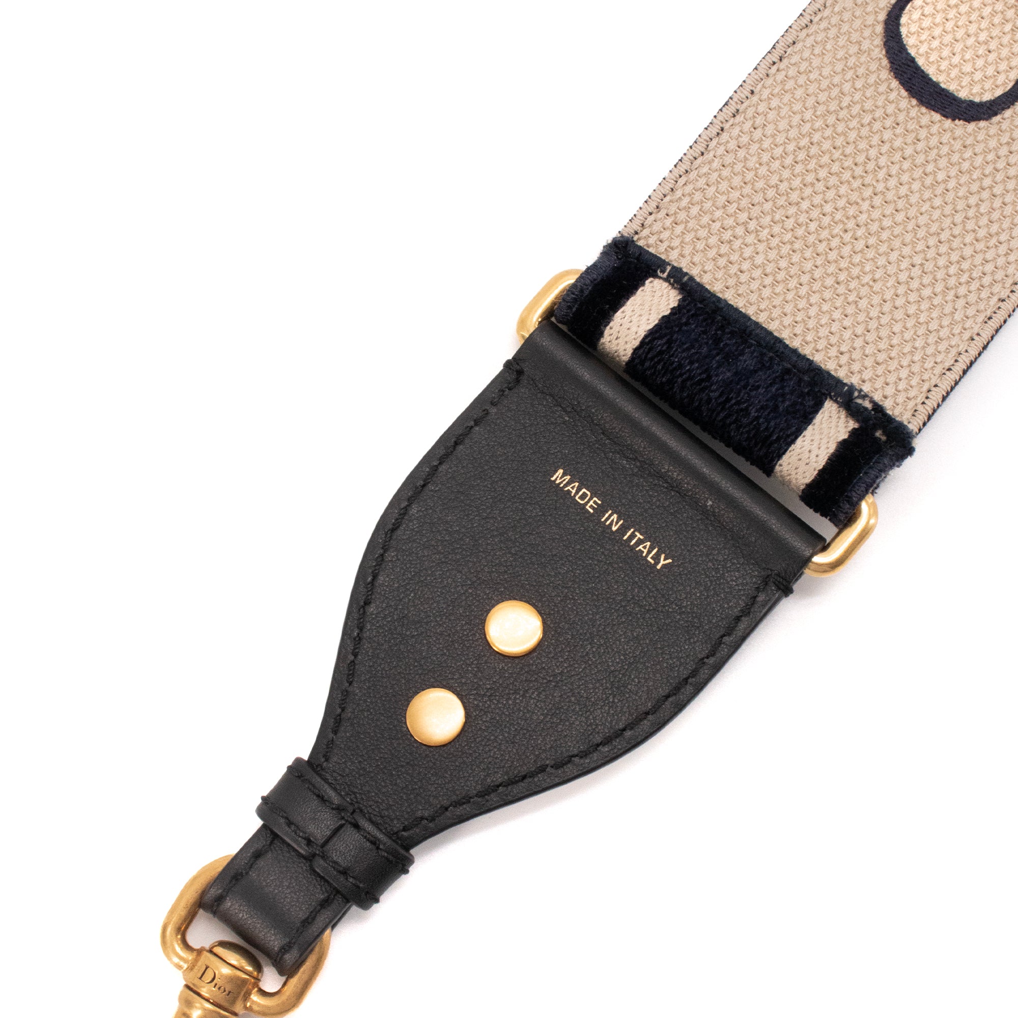 DIOR - Bandoulière avec anneau Dior en velours bleu marine