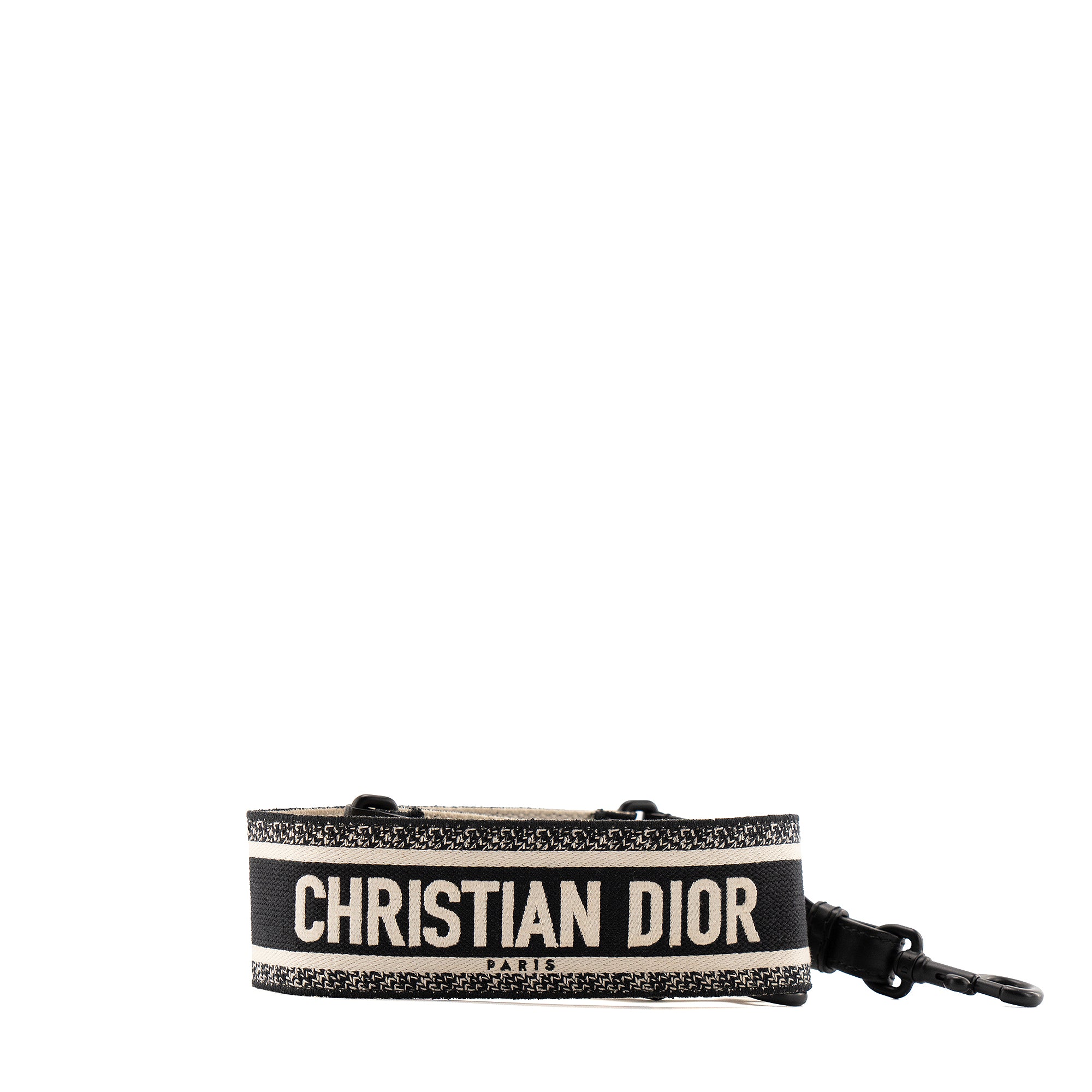 DIOR - Bandoulière de sac Dior en toile noire et blanche