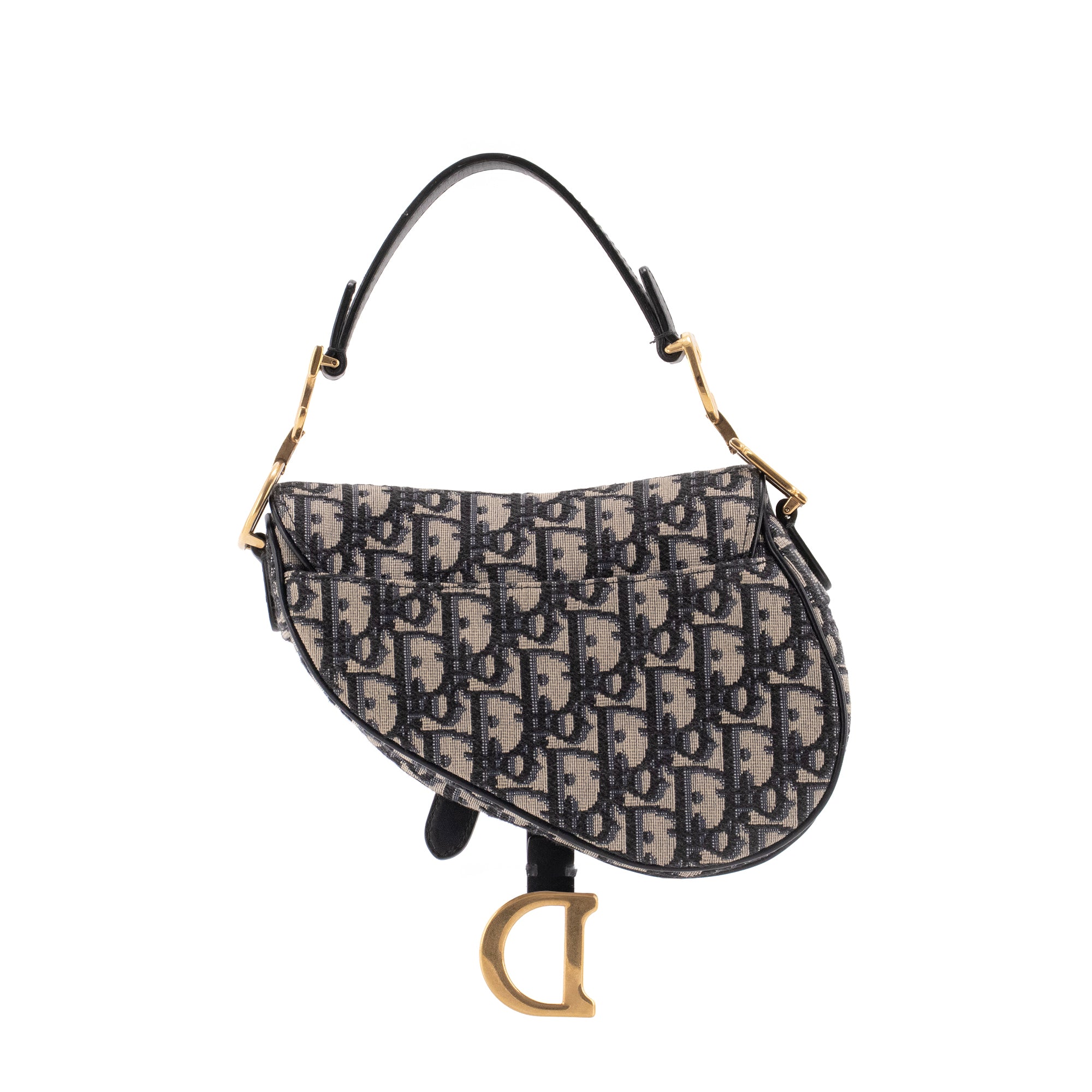 DIOR - Sac à main Saddle mini Dior en toile et cuir bleu marine