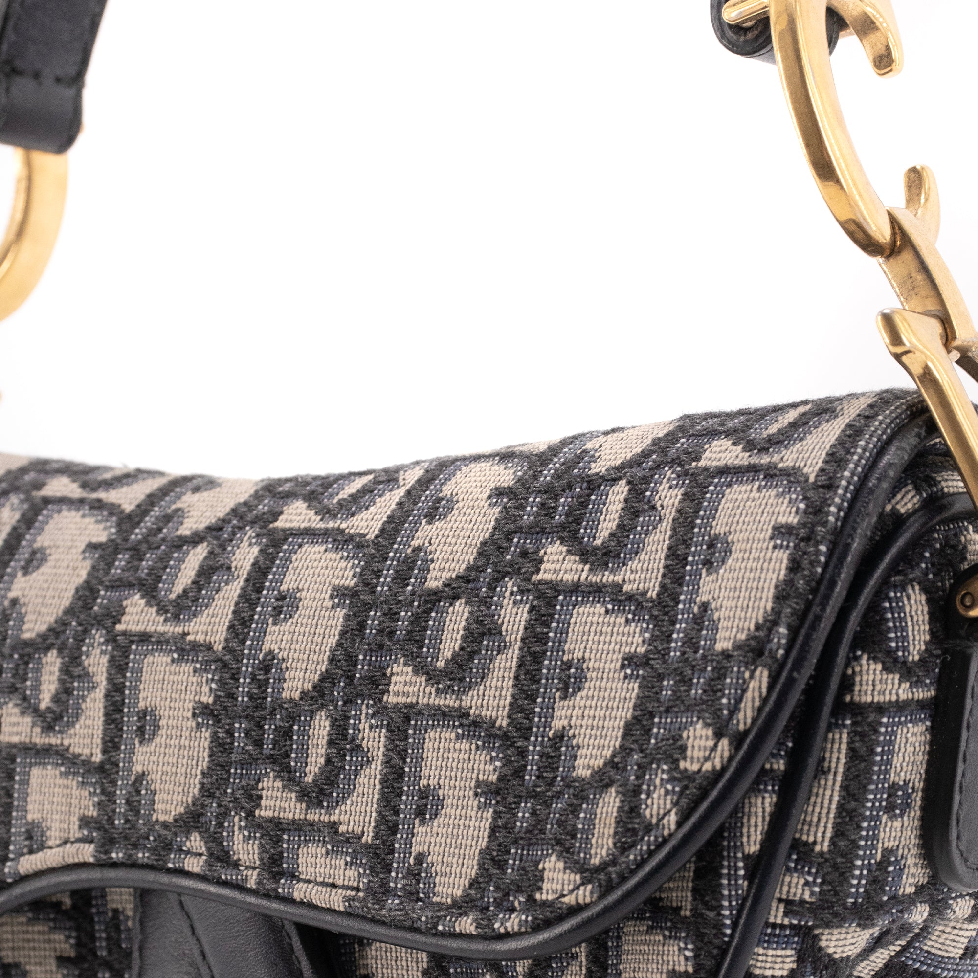 DIOR - Sac à main Saddle mini Dior en toile et cuir bleu marine