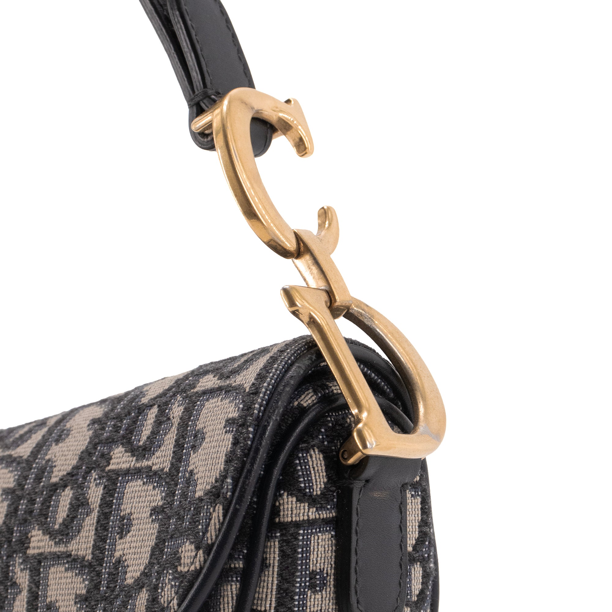 DIOR - Sac à main Saddle mini Dior en toile et cuir bleu marine