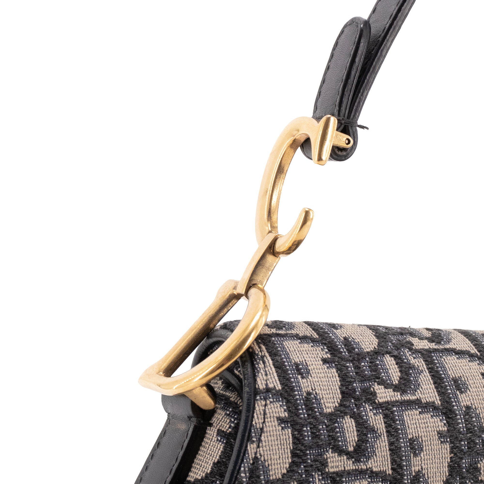 DIOR - Sac à main Saddle mini Dior en toile et cuir bleu marine
