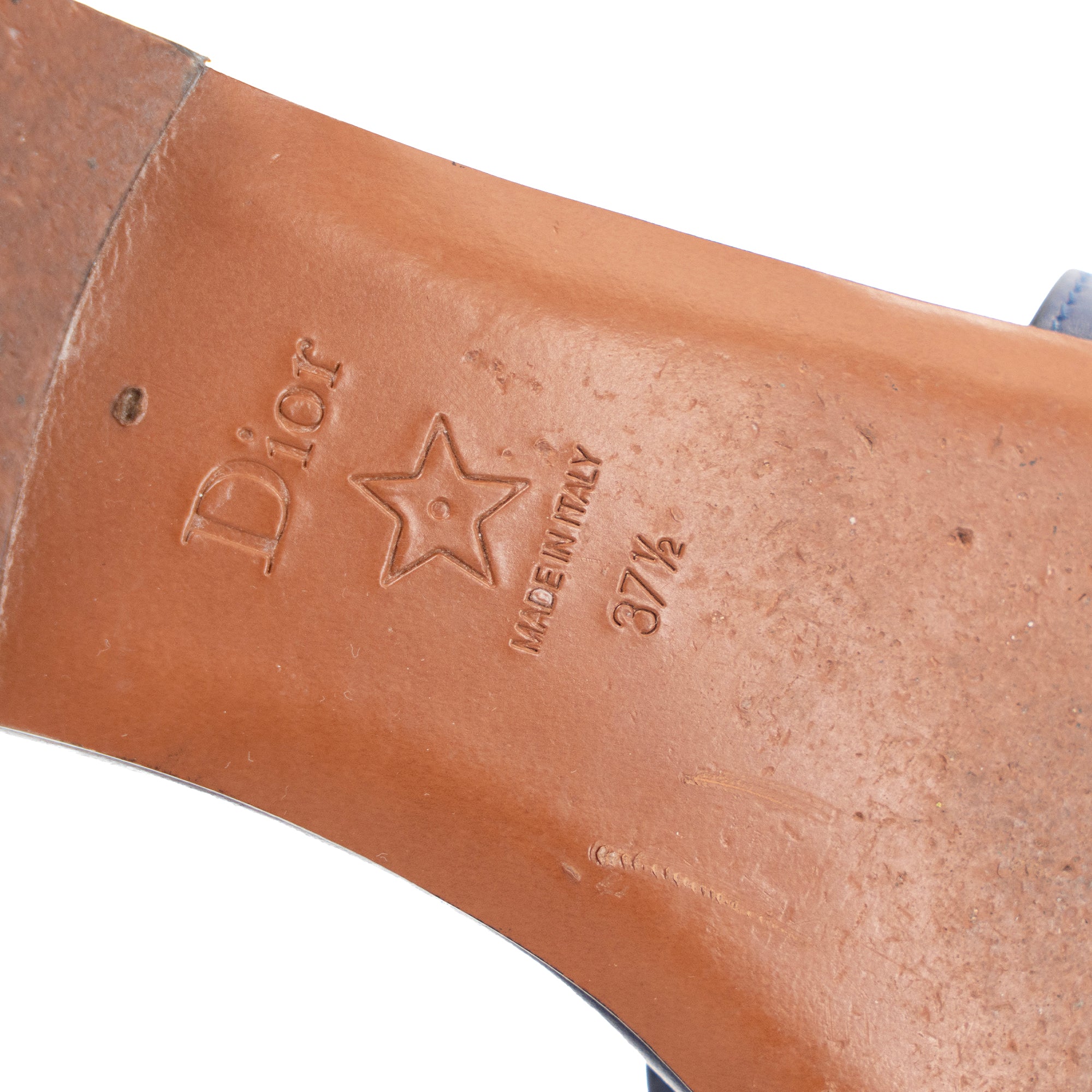 DIOR - Sandales D-Club Dior en cuir bleu marine (T37.5)