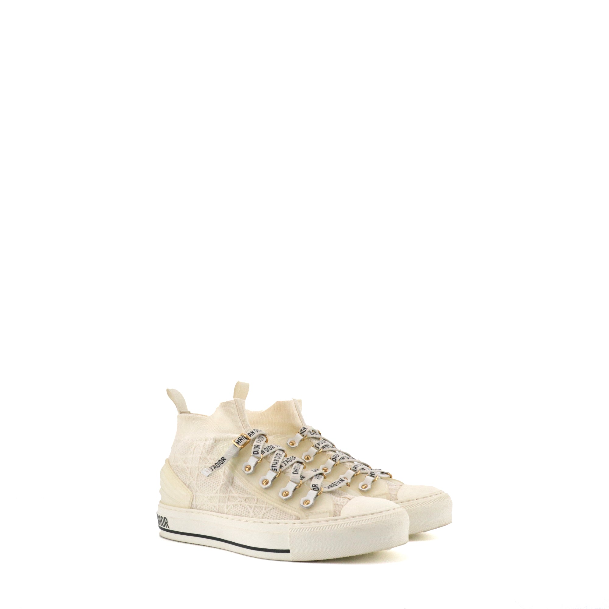 DIOR - Sneakers montantes Walk'N'Dior en toile blanc cassé (T38)