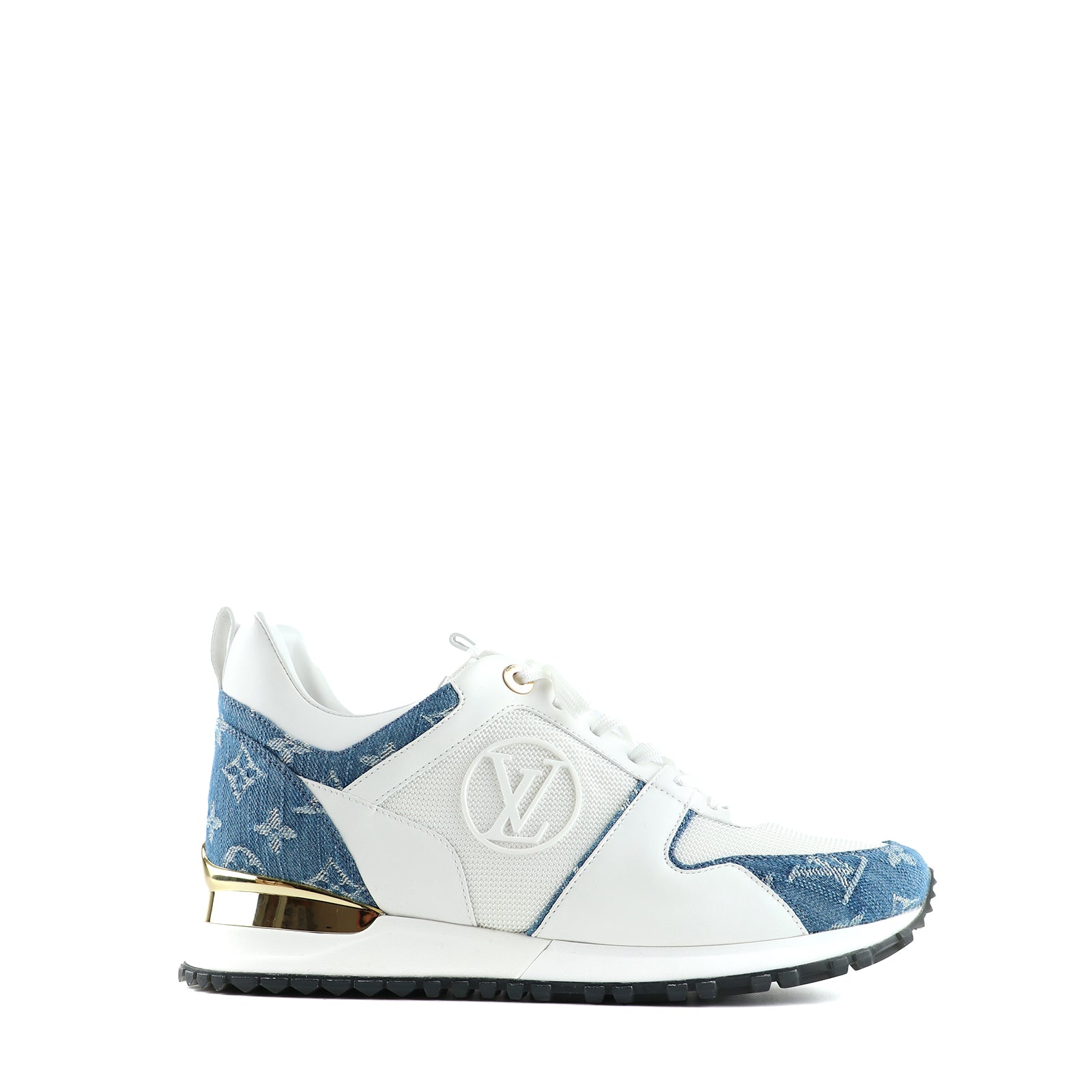 LOUIS VUITTON - Run Away sneakers in leather and denim (T39.5)