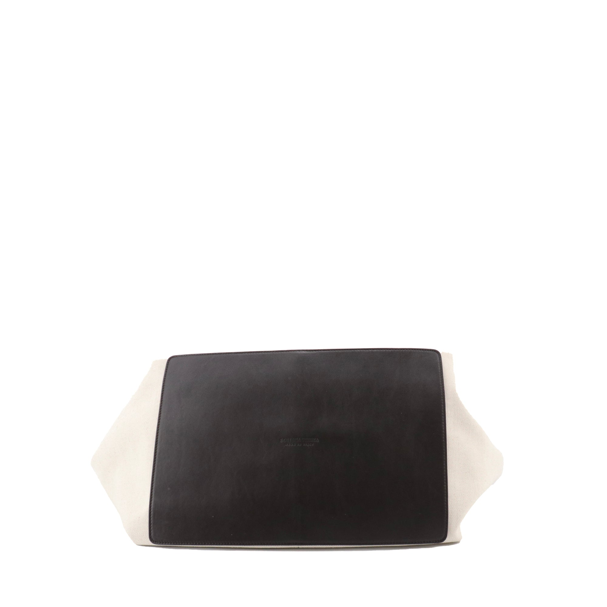 BOTTEGA VENETA - Sac cabas Flip Flap large Bottega Veneta en toile crème et cuir marron