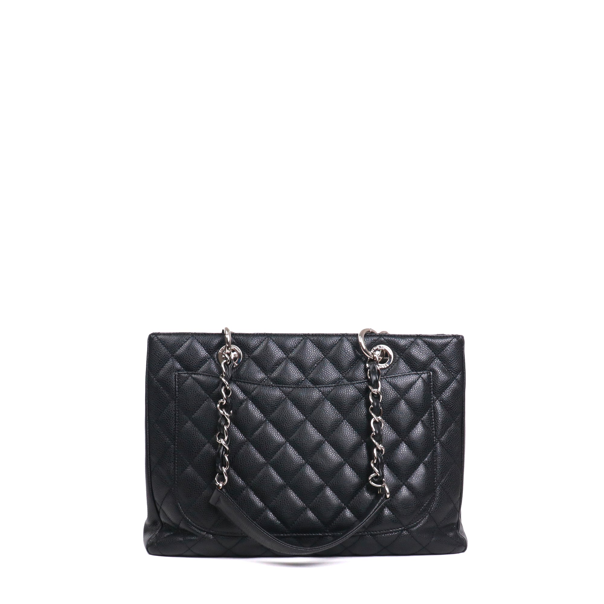 CHANEL - Sac cabas Shopping GST Chanel en cuir grainé noir