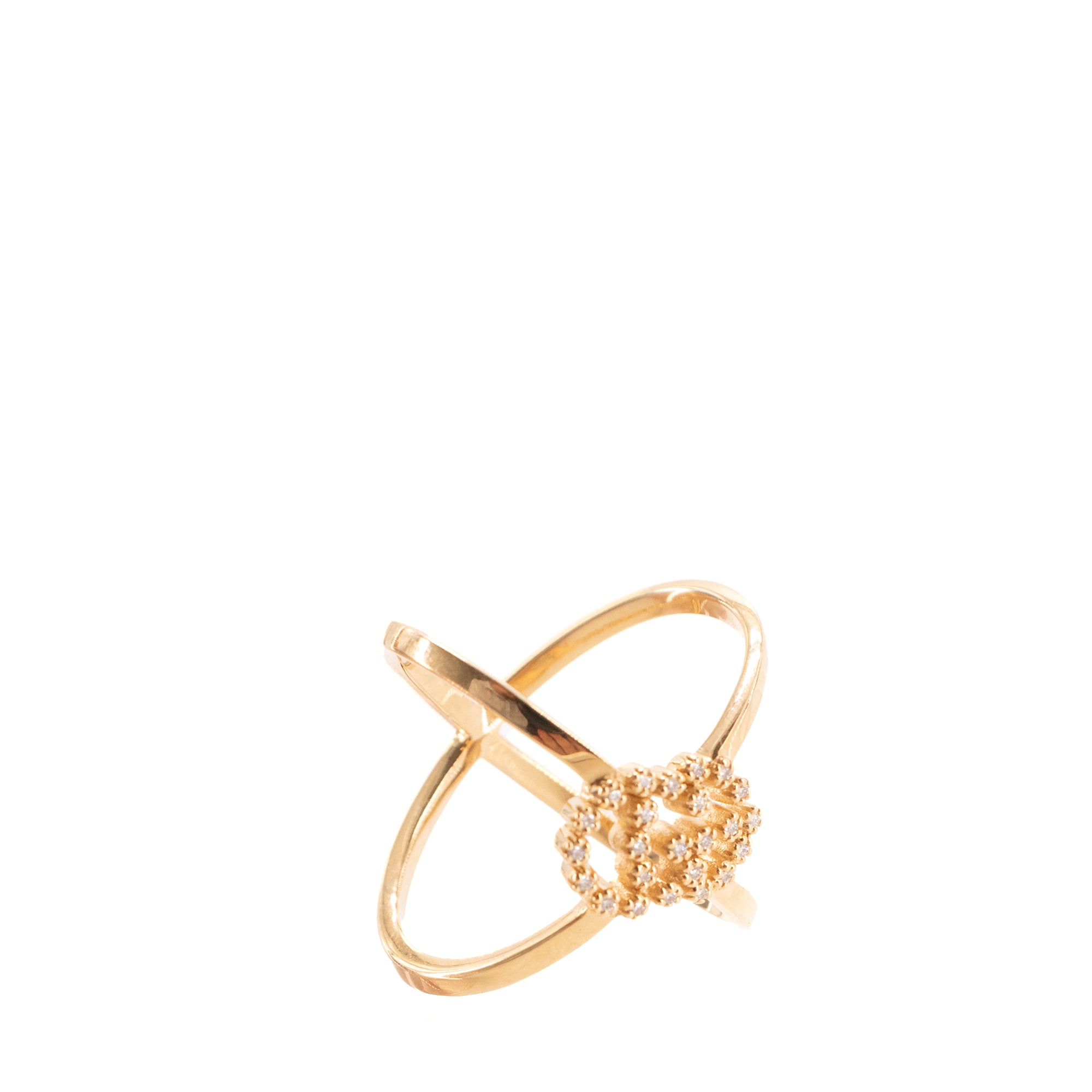 GUCCI - Bague GG Running Gucci en or jaune ornée de diamants (T50)