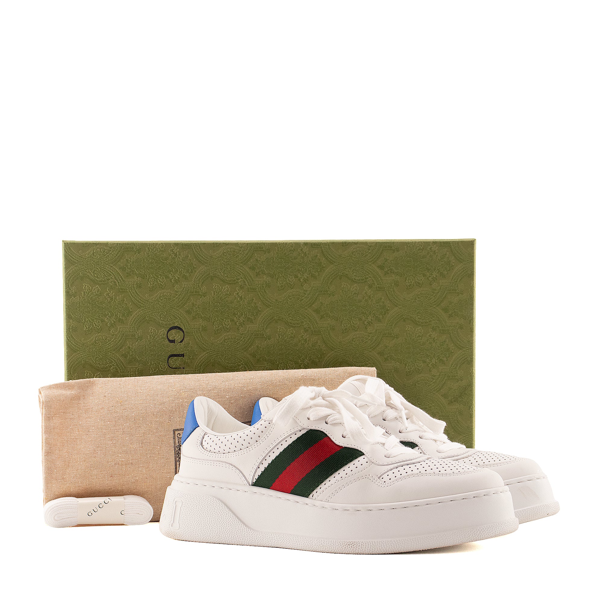 GUCCI - Sneakers Gucci en cuir avec bande web (T39)