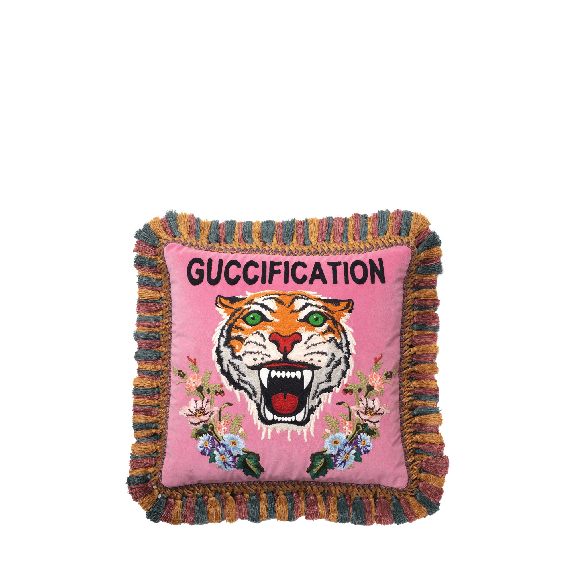 GUCCI - Coussin Guccification Gucci en velours rose