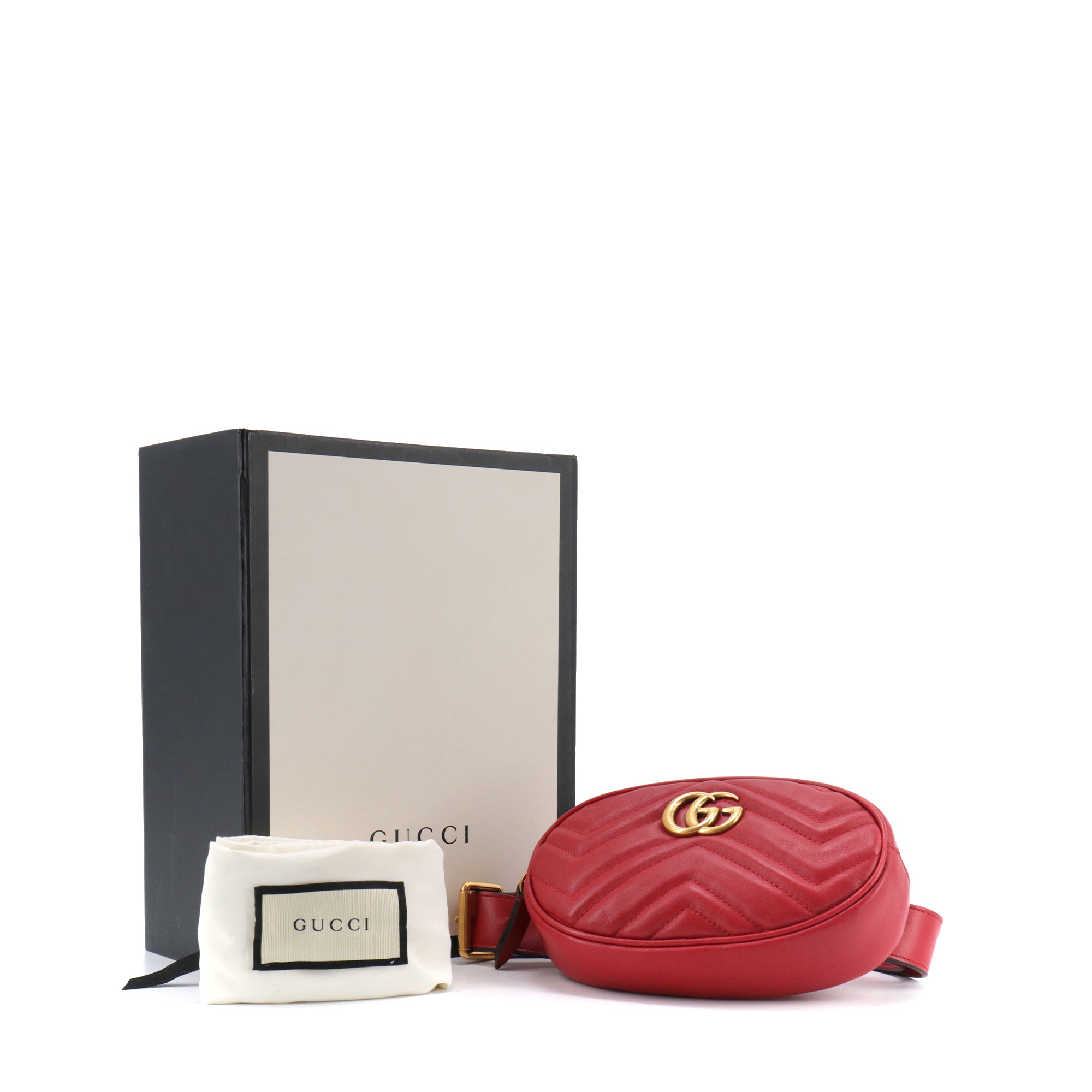 GUCCI - Sac banane GG Marmont Gucci en cuir chevron rouge