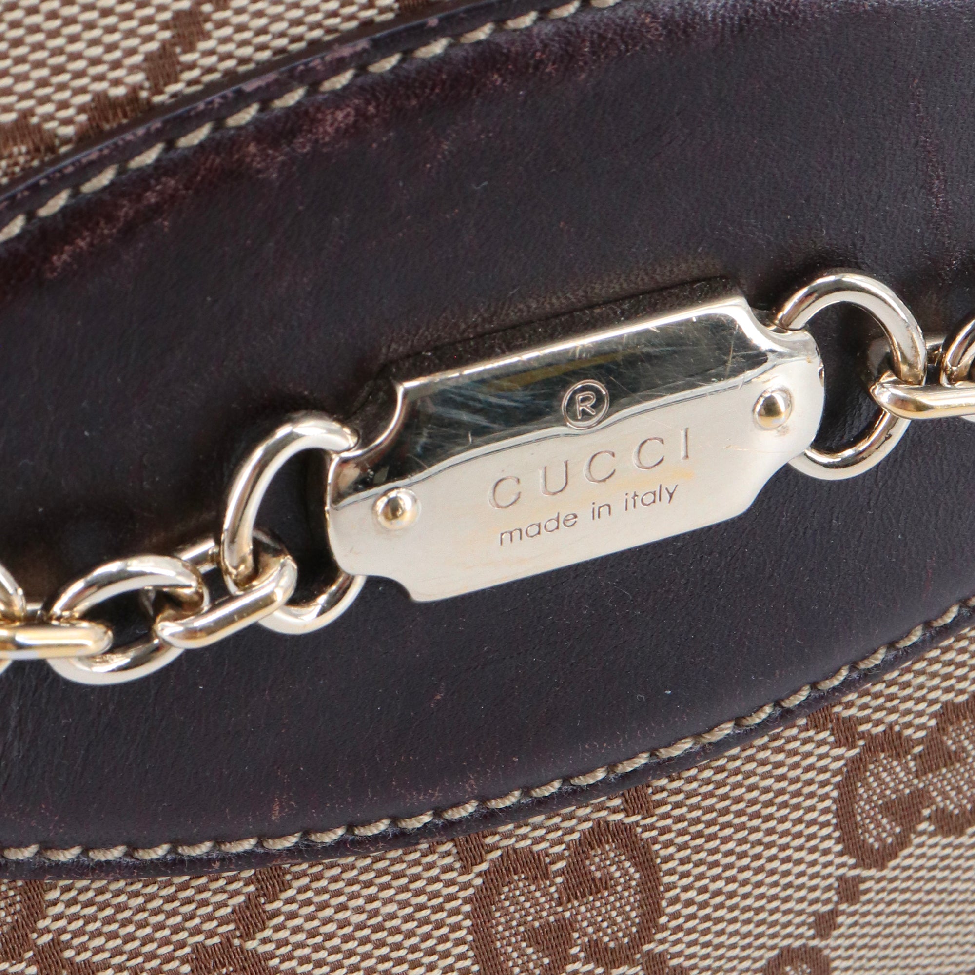 GUCCI - Sac à main GG punch 1990's Gucci en toile monogrammée marron