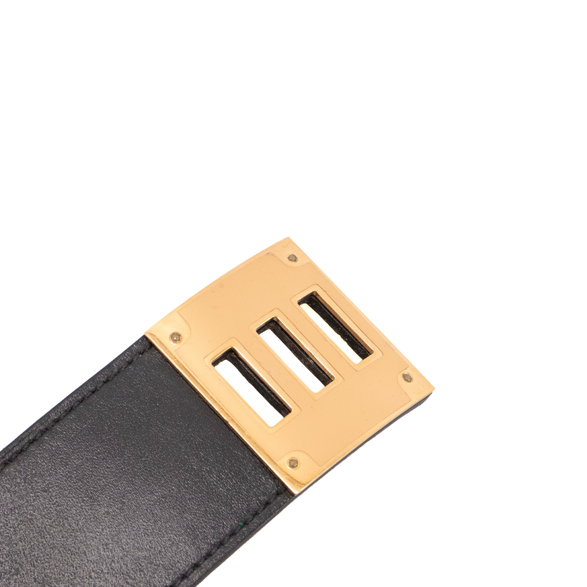 HERMÈS - Bracelet Kelly Dog Hermès en cuir noir