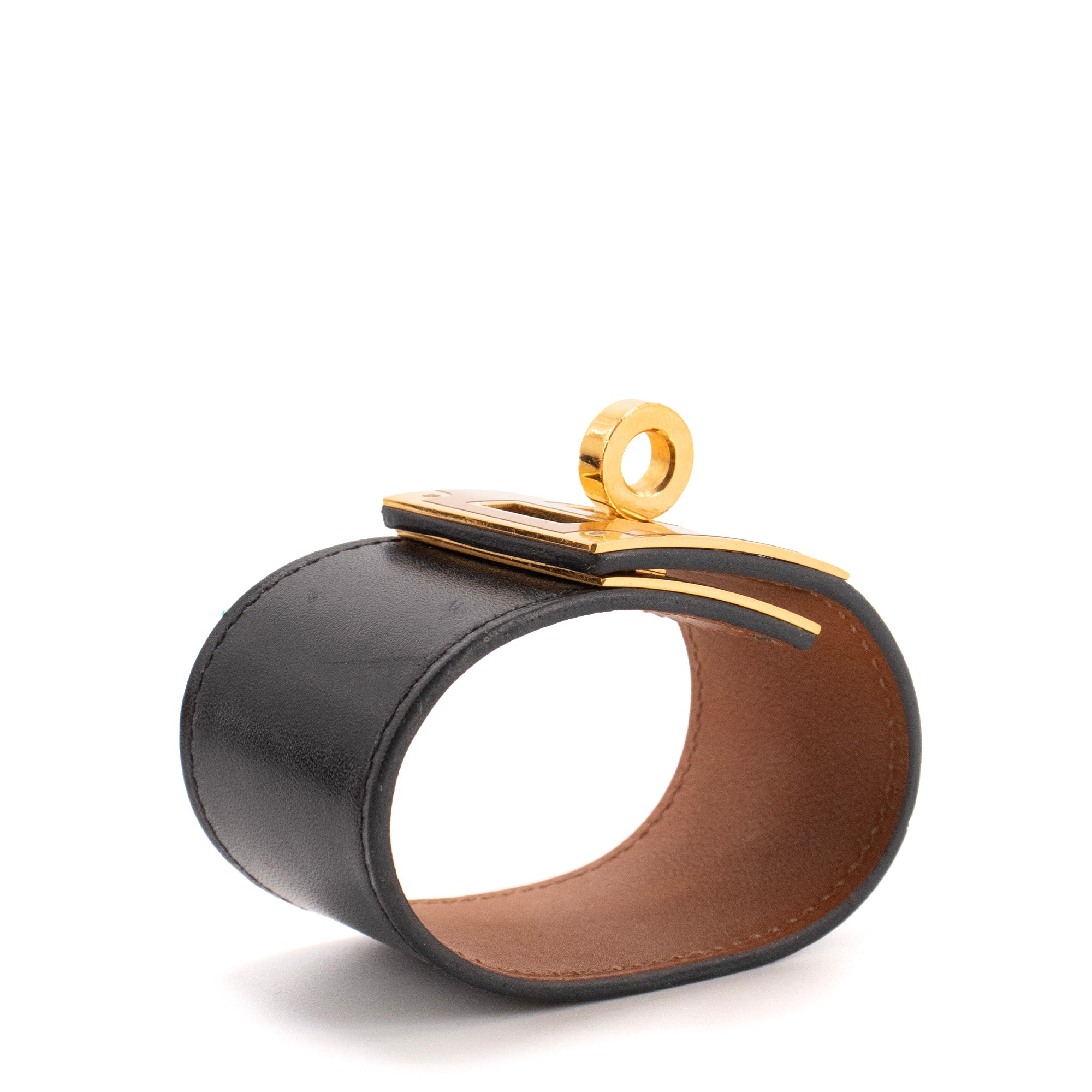 HERMÈS - Bracelet Kelly Dog Hermès en cuir noir