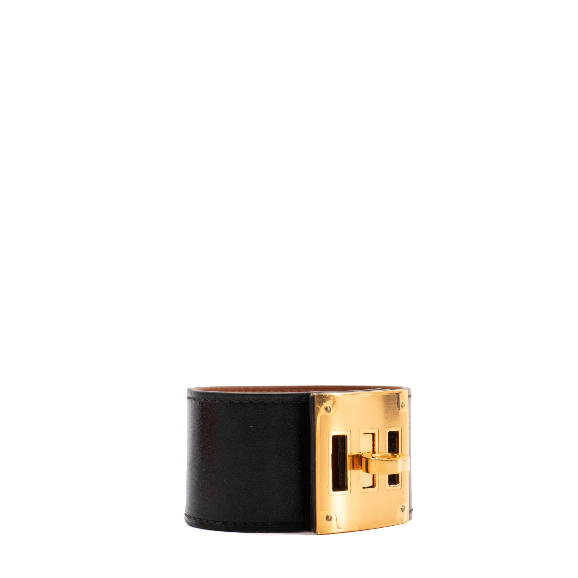HERMÈS - Bracelet Kelly Dog Hermès en cuir noir