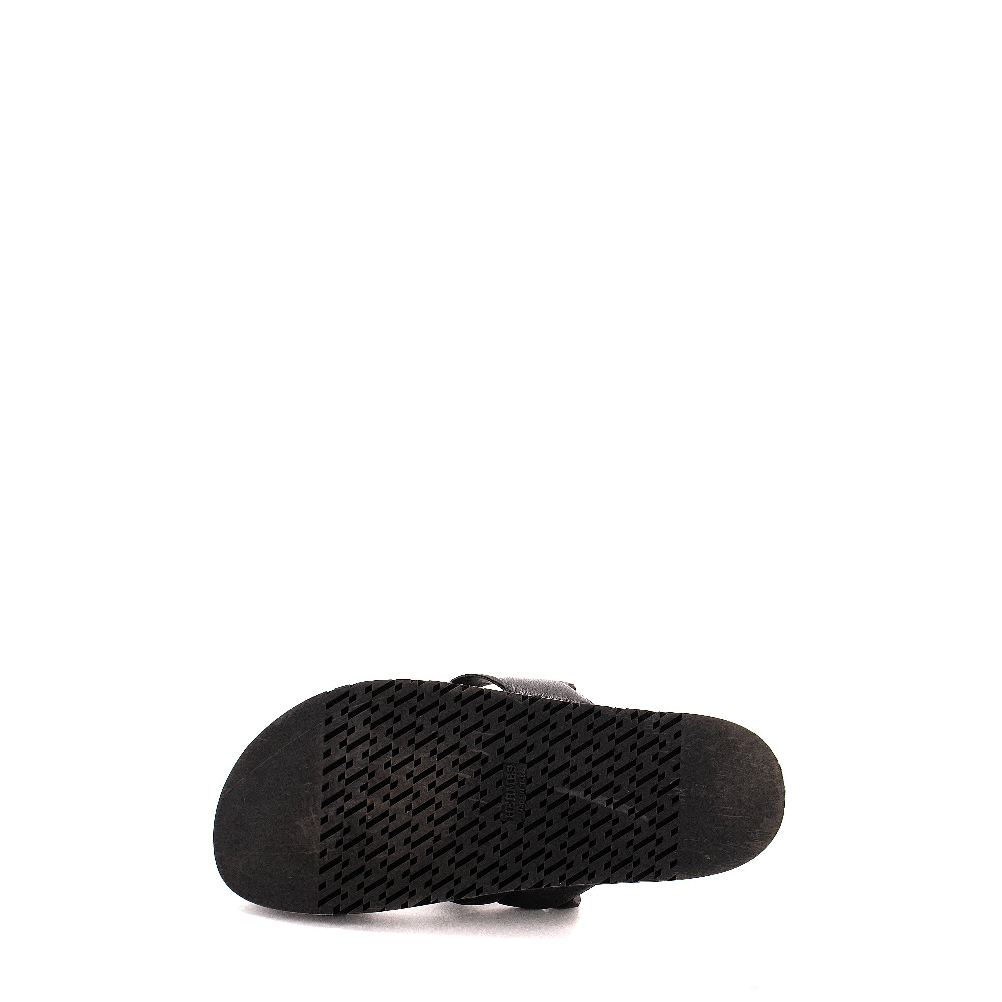 HERMÈS - Sandales Extra Hermès en cuir lisse noir (T39)