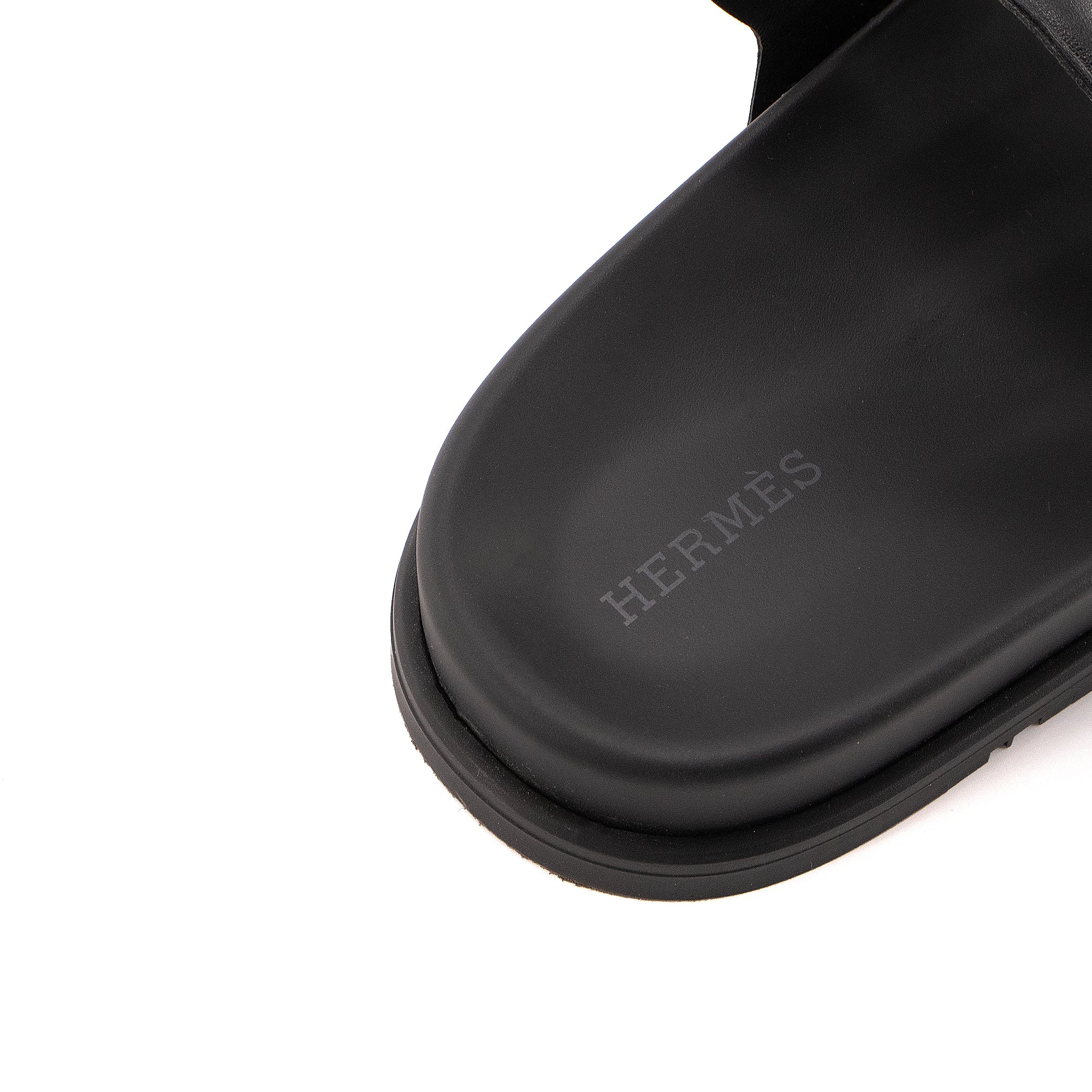 HERMÈS - Sandales Extra Hermès en cuir lisse noir (T39)