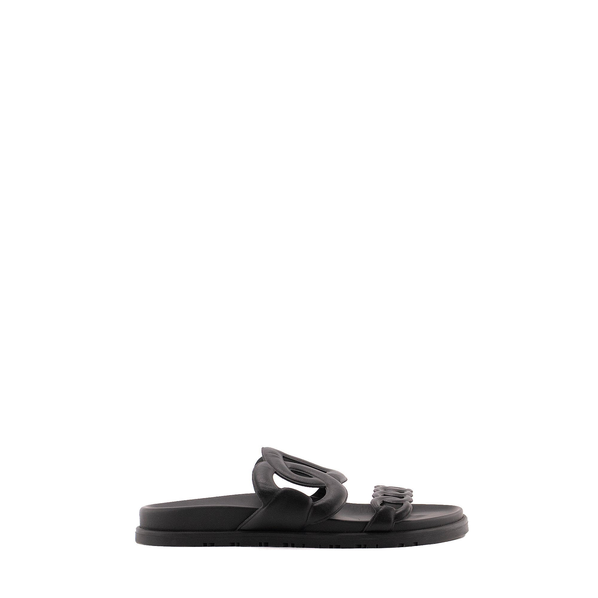 HERMÈS - Sandales Extra Hermès en cuir lisse noir (T39)