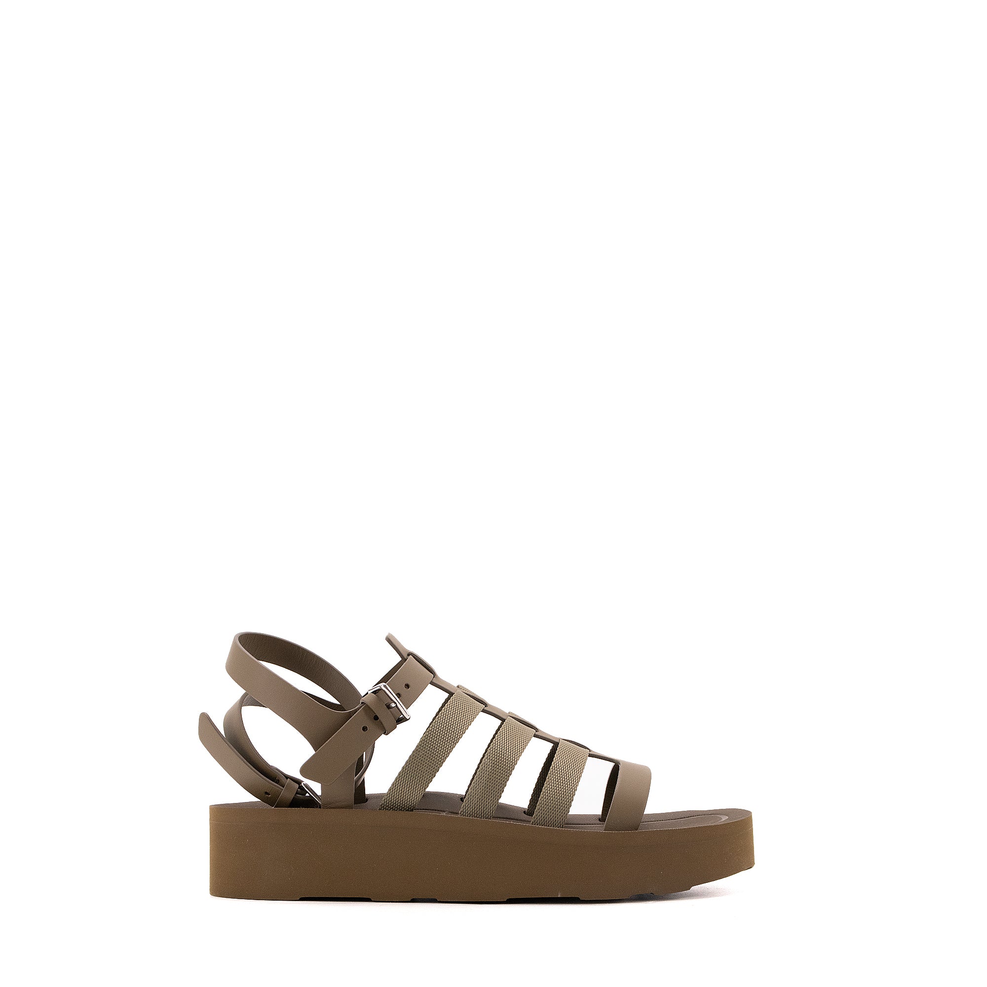 HERMÈS - Sandales Jupiter Hermès en caoutchouc kaki (T41)