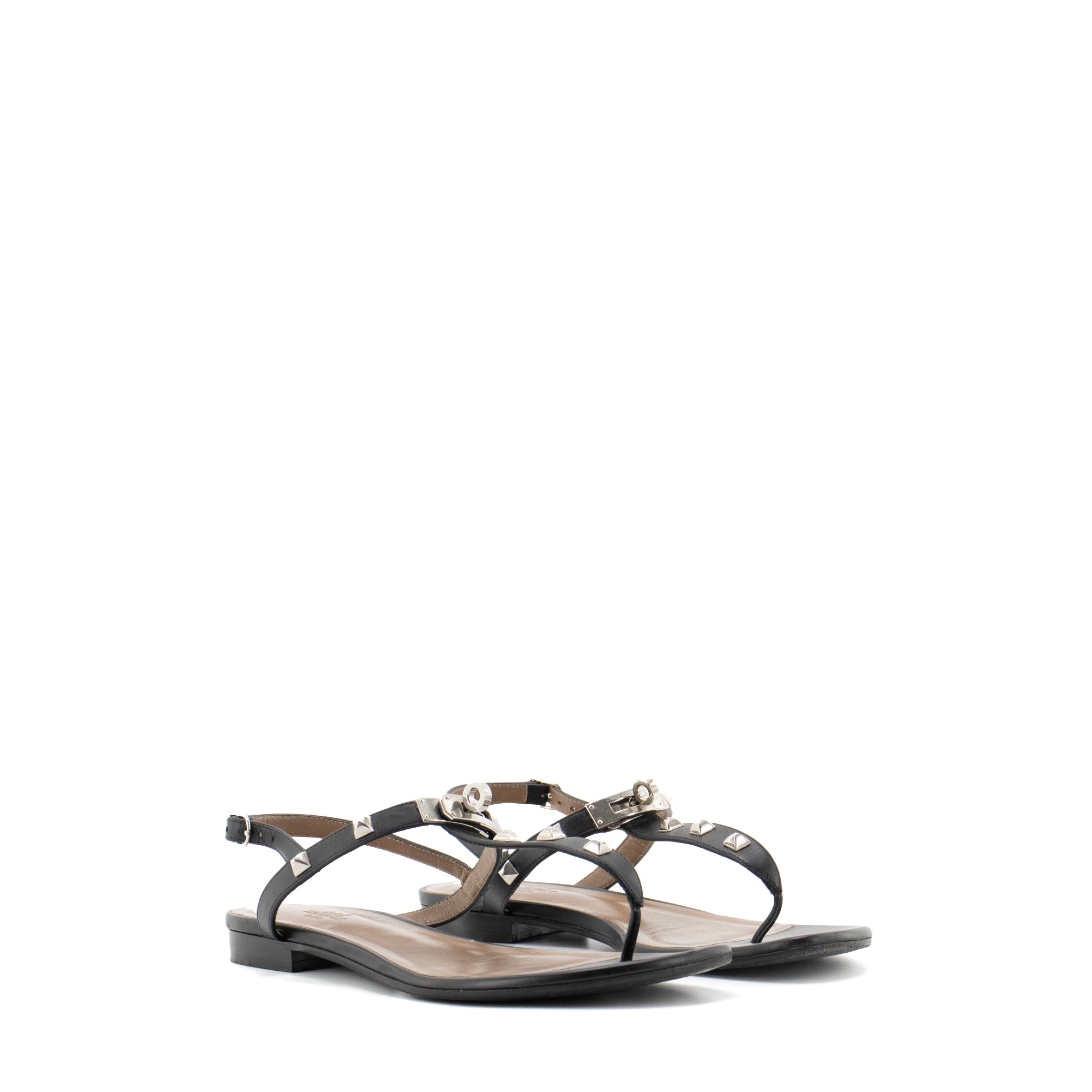 HERMÈS - Sandales Olivia Hermès en cuir noir (T38)