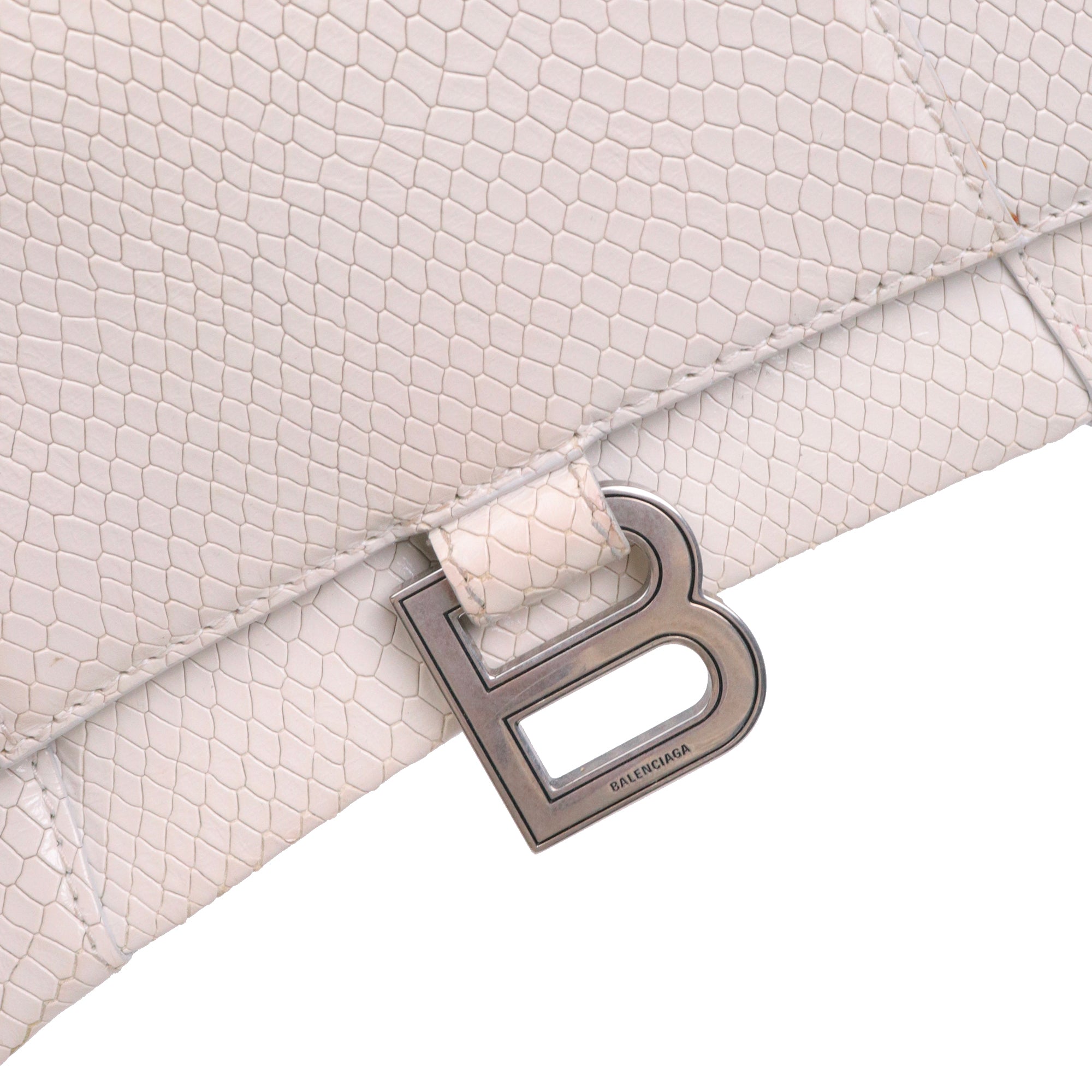 BALENCIAGA - Hourglass Balenciaga Small Size shoulder bag in white grained leather