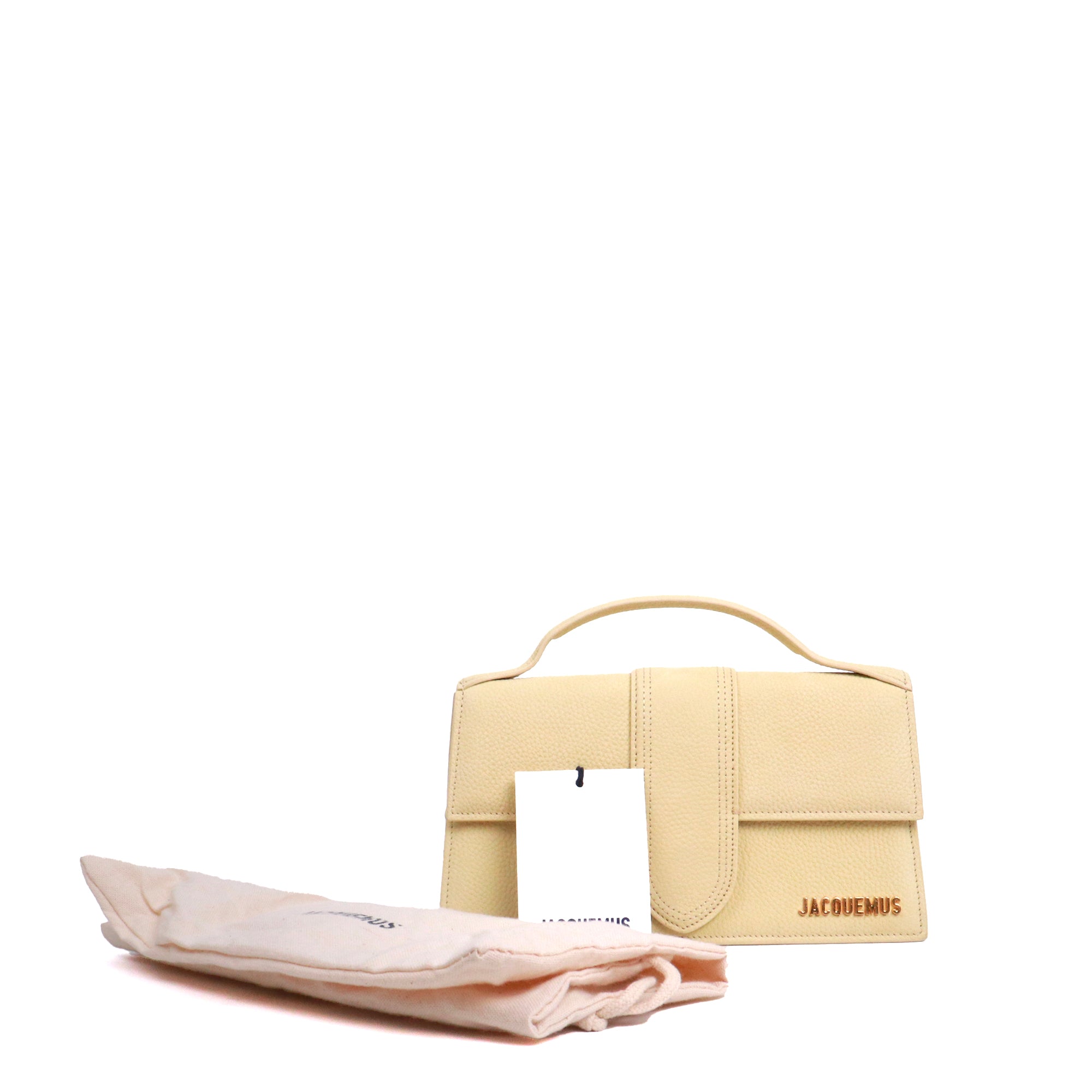 JACQUEMUS - Sac à bandoulière Le Grand Bambino Jacquemus en cuir grainé jaune pastel