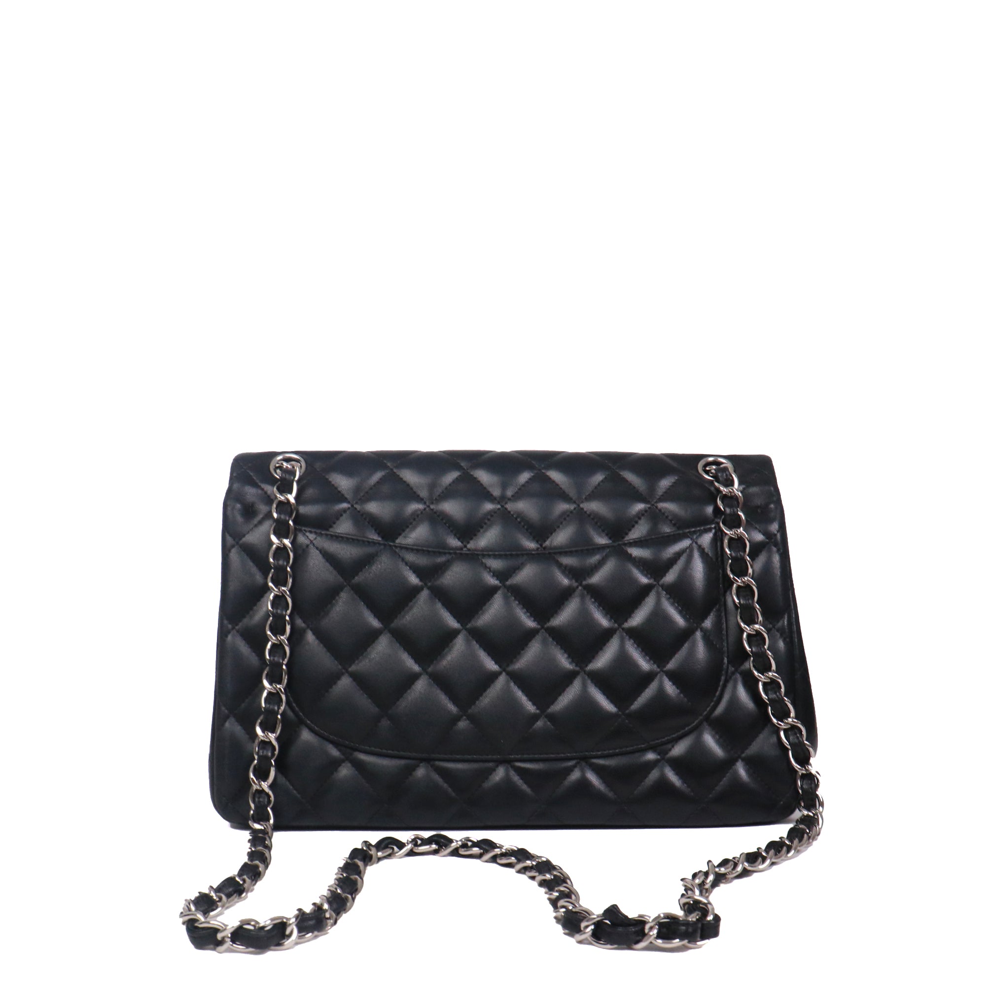 CHANEL - Sac à bandoulière Classique/Timeless Jumbo double flap en cuir lisse noir