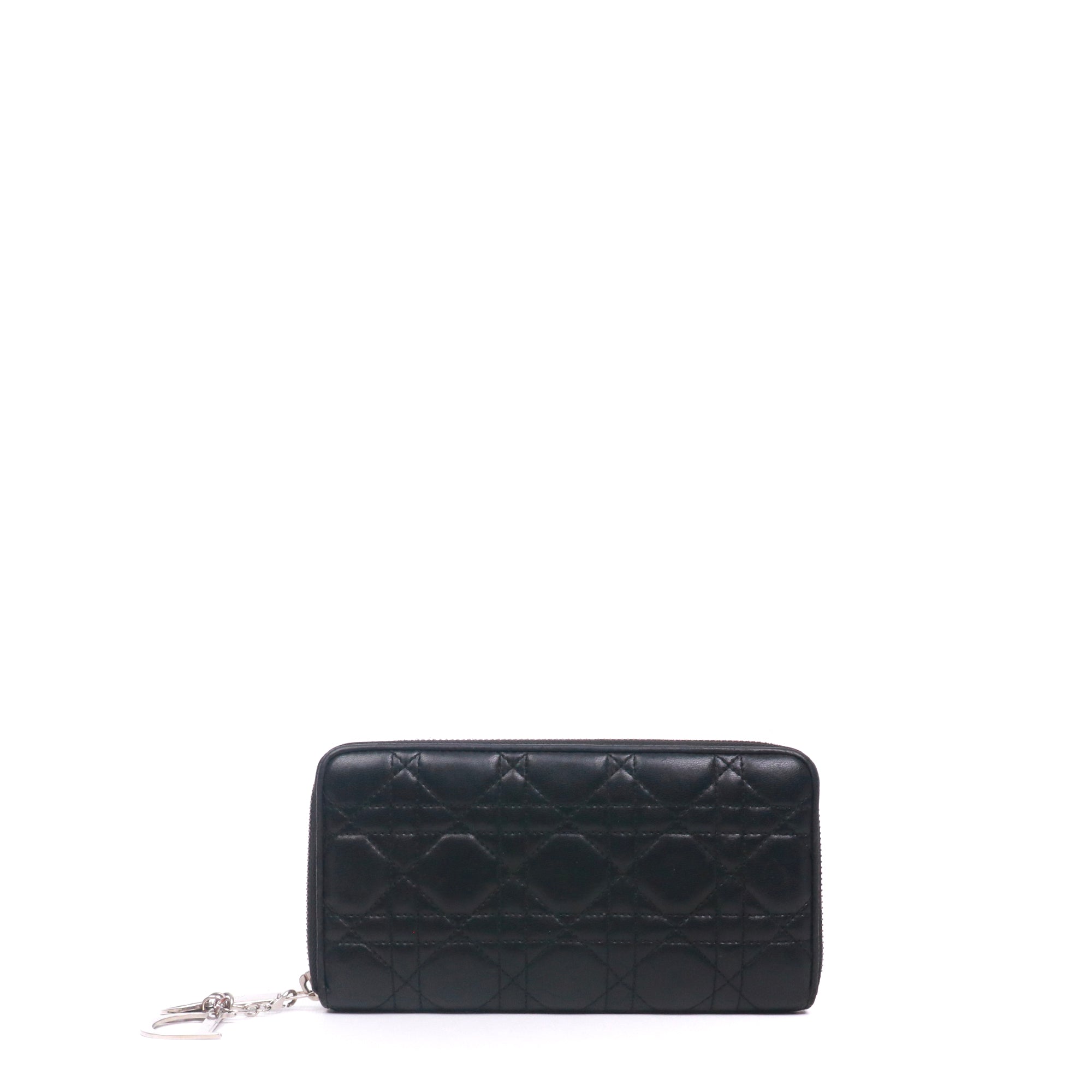 DIOR - Portefeuille Voyageur Lady Dior en cuir cannage noir