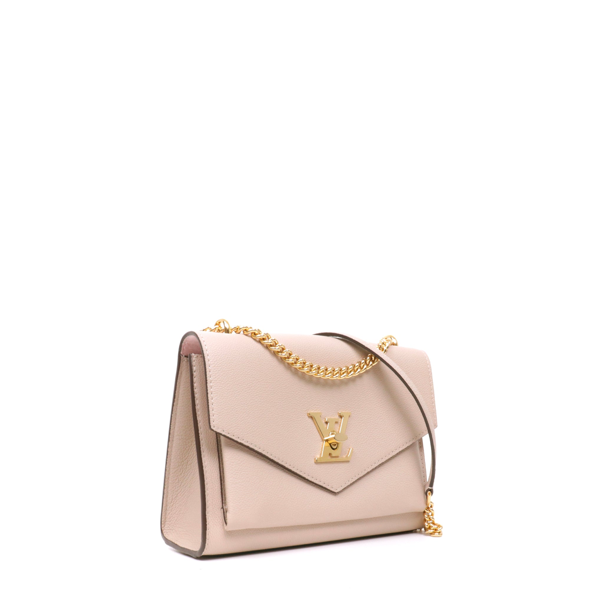 LOUIS VUITTON - Sac à bandoulière Mylockme BB Louis Vuitton en cuir grainé nude