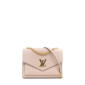 LOUIS VUITTON - Sac à bandoulière Mylockme BB Louis Vuitton en cuir grainé nude