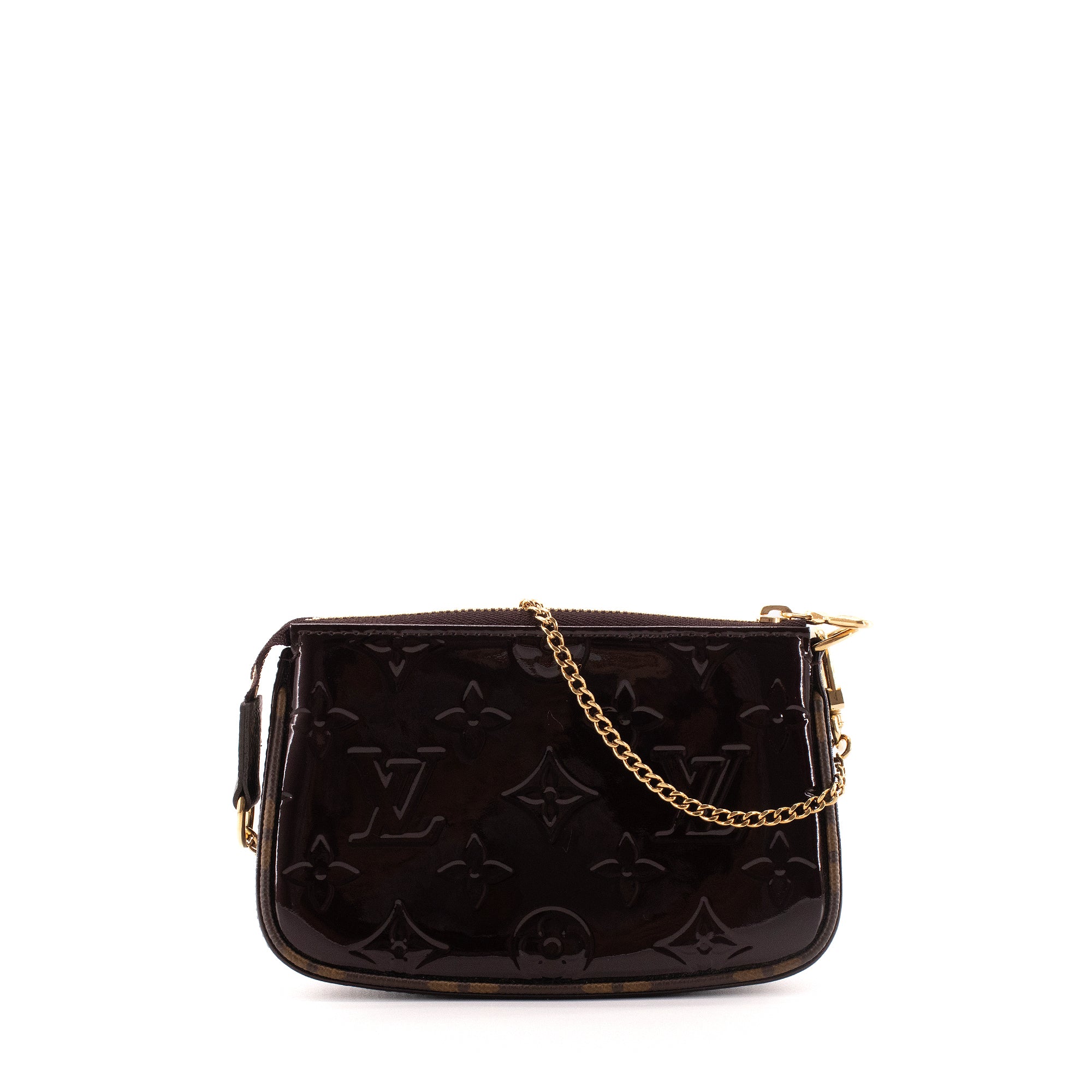 LOUIS VUITTON - Pochette Accessoire Mini Louis Vuitton en cuir verni bordeaux