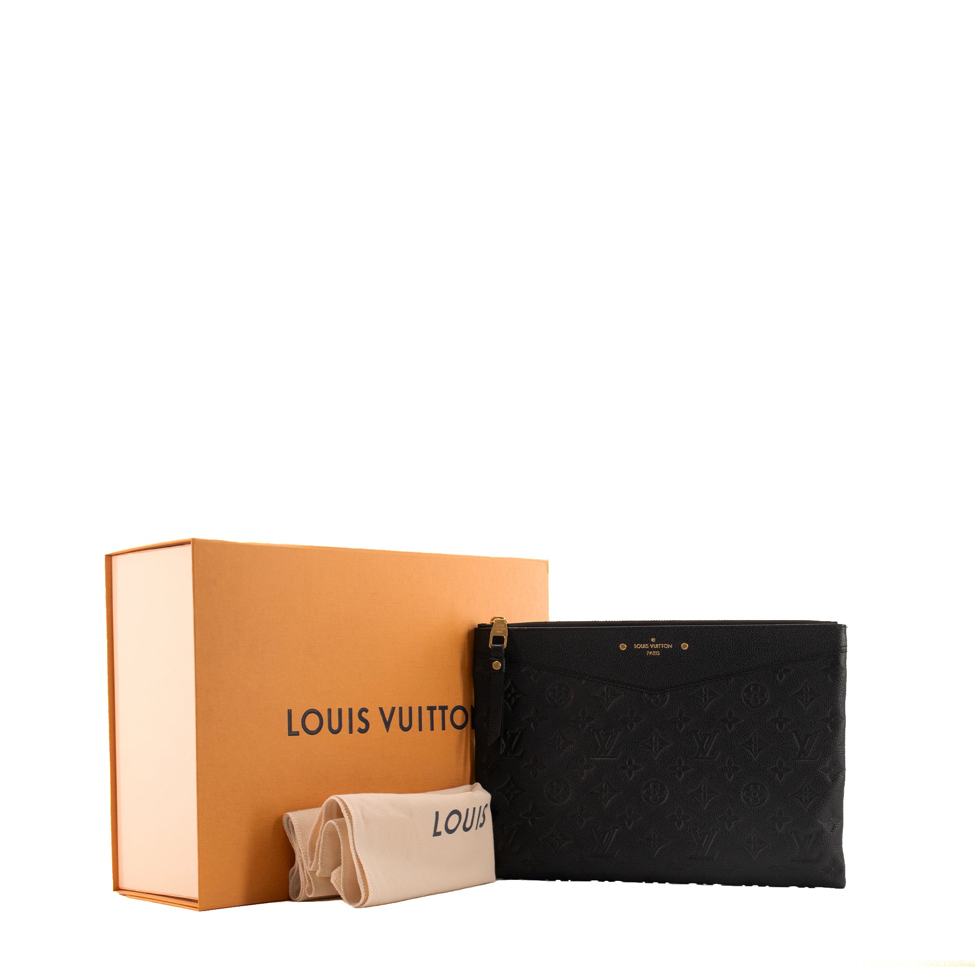 LOUIS VUITTON - Pochette Daily Pouch Louis Vuitton en cuir empreinte noir